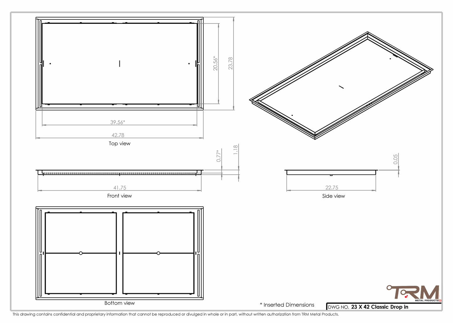 23x42 Classic Drop-in Air Vent, Flush Floor-Matching, All Metal, Floor Vent Cover