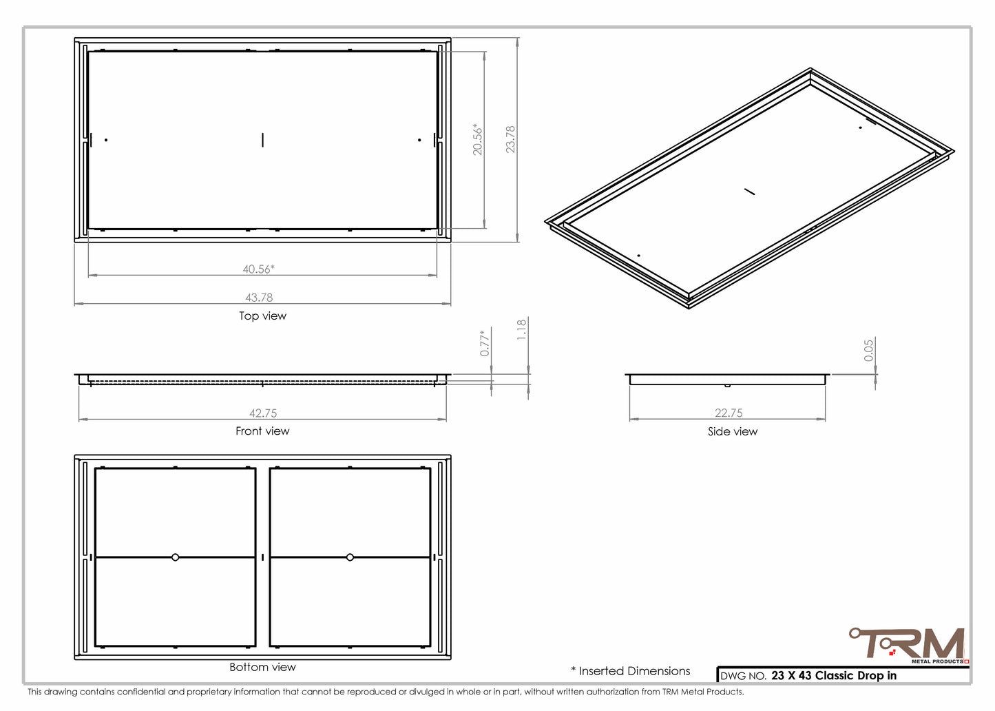 23x43 Classic Drop-in Air Vent, Flush Floor-Matching, All Metal, Floor Vent Cover