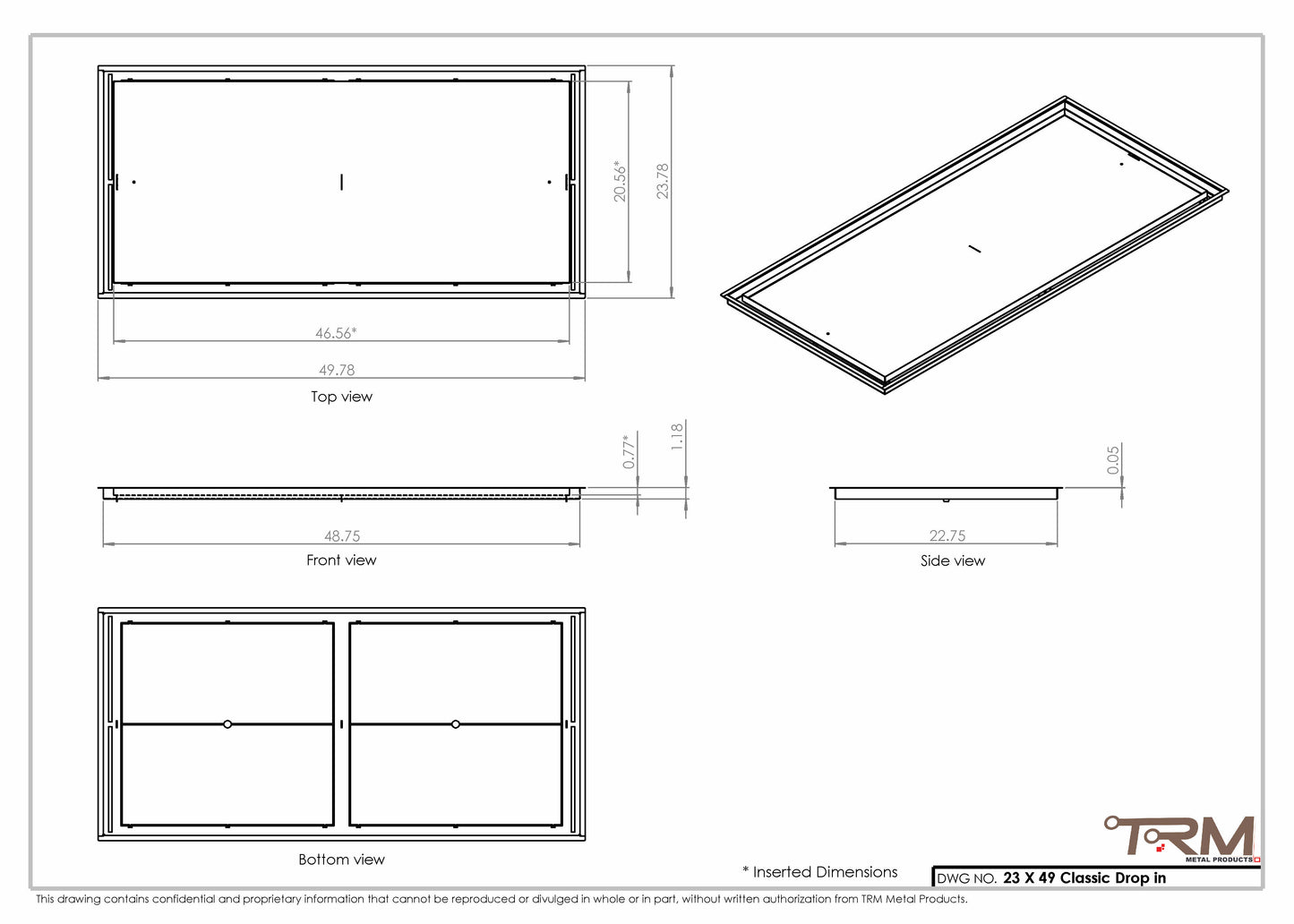 23x49 Classic Drop-in Air Vent, Flush Floor-Matching, All Metal, Floor Vent Cover