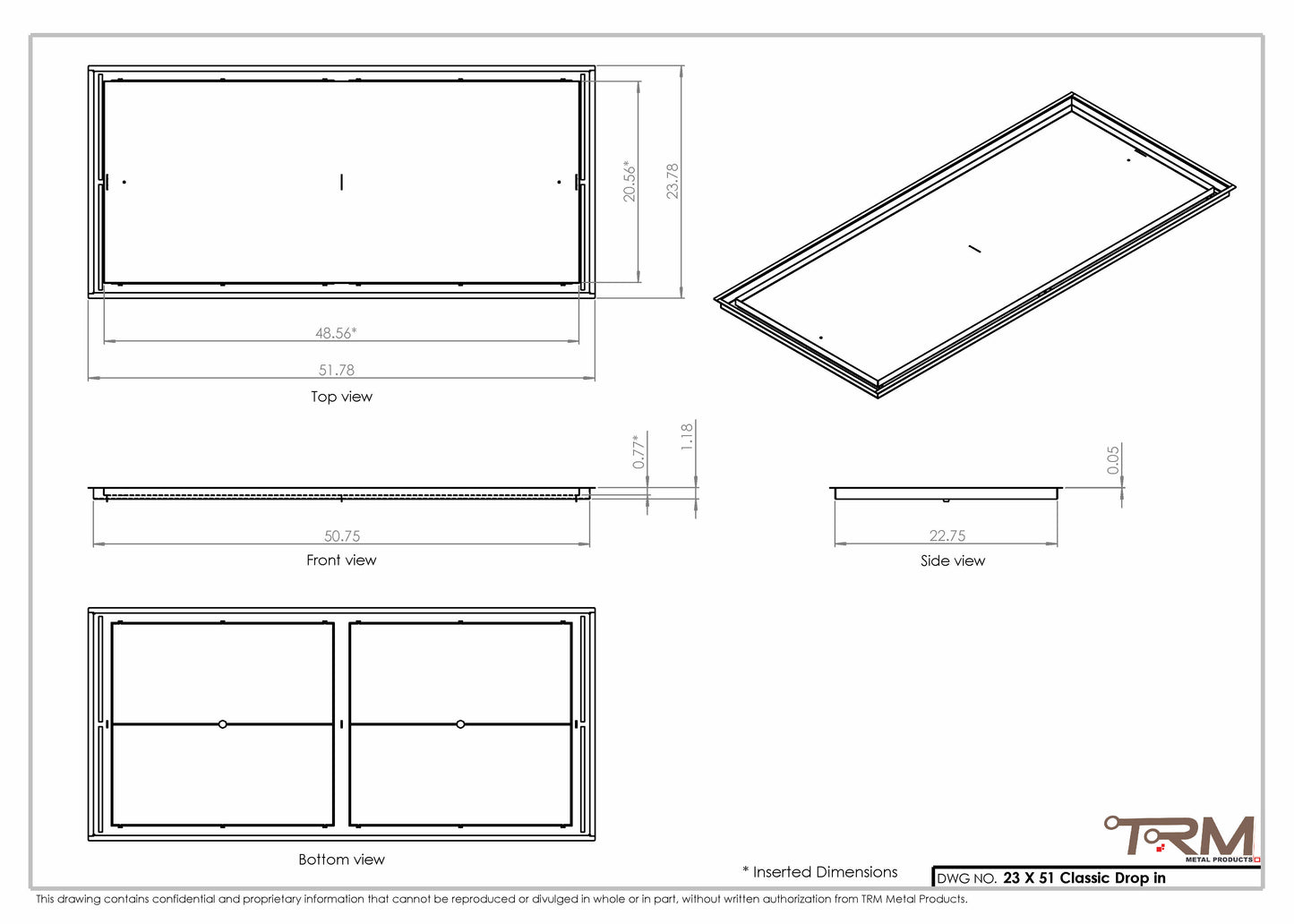 23x51 Classic Drop-in Air Vent, Flush Floor-Matching, All Metal, Floor Vent Cover