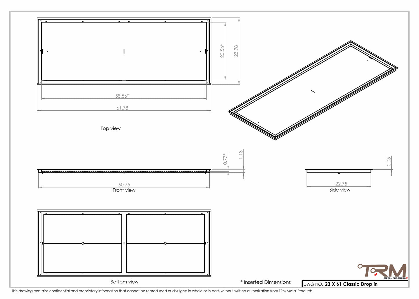 23x61 Classic Drop-in Air Vent, Flush Floor-Matching, All Metal, Floor Vent Cover