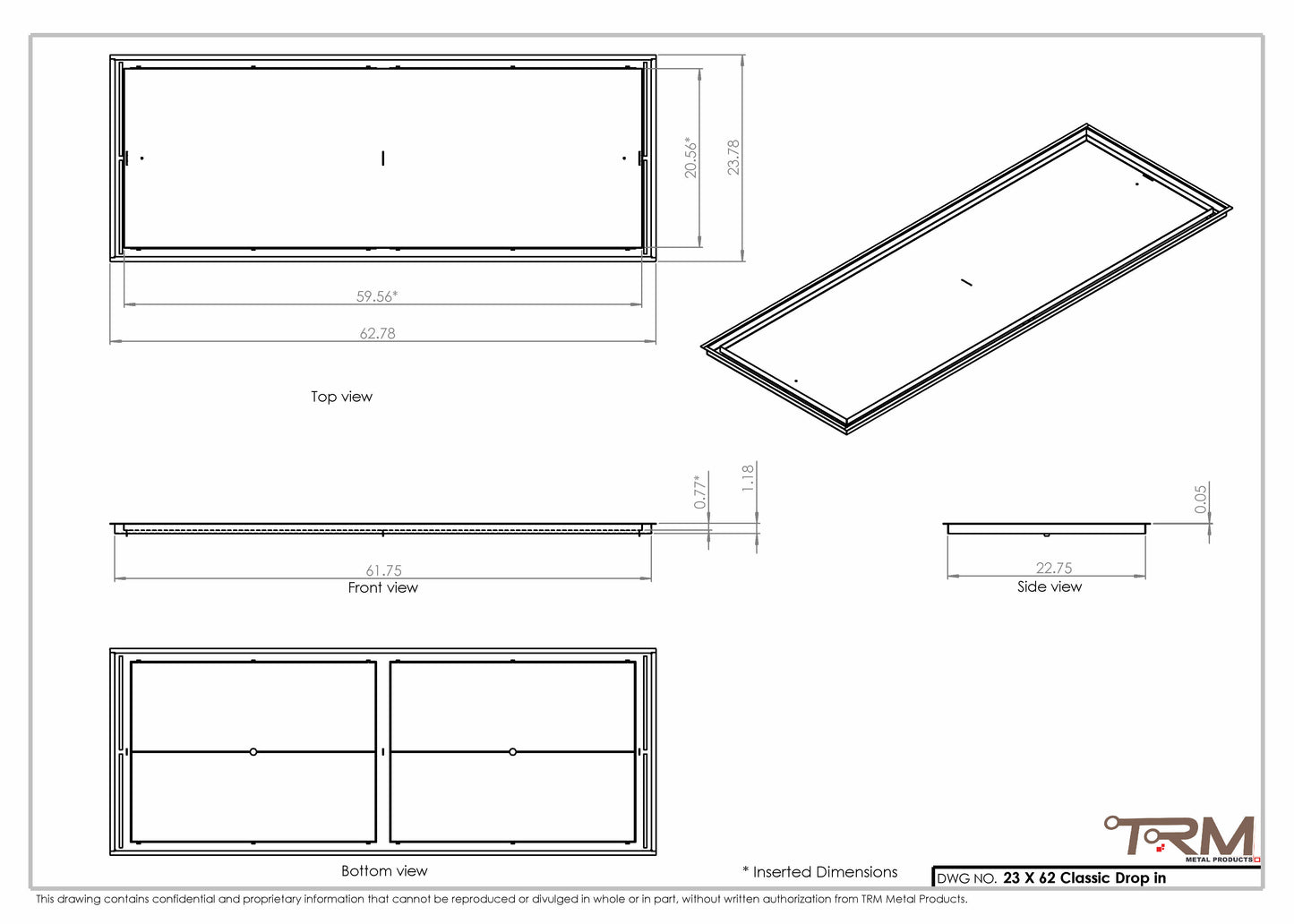 23x62 Classic Drop-in Air Vent, Flush Floor-Matching, All Metal, Floor Vent Cover