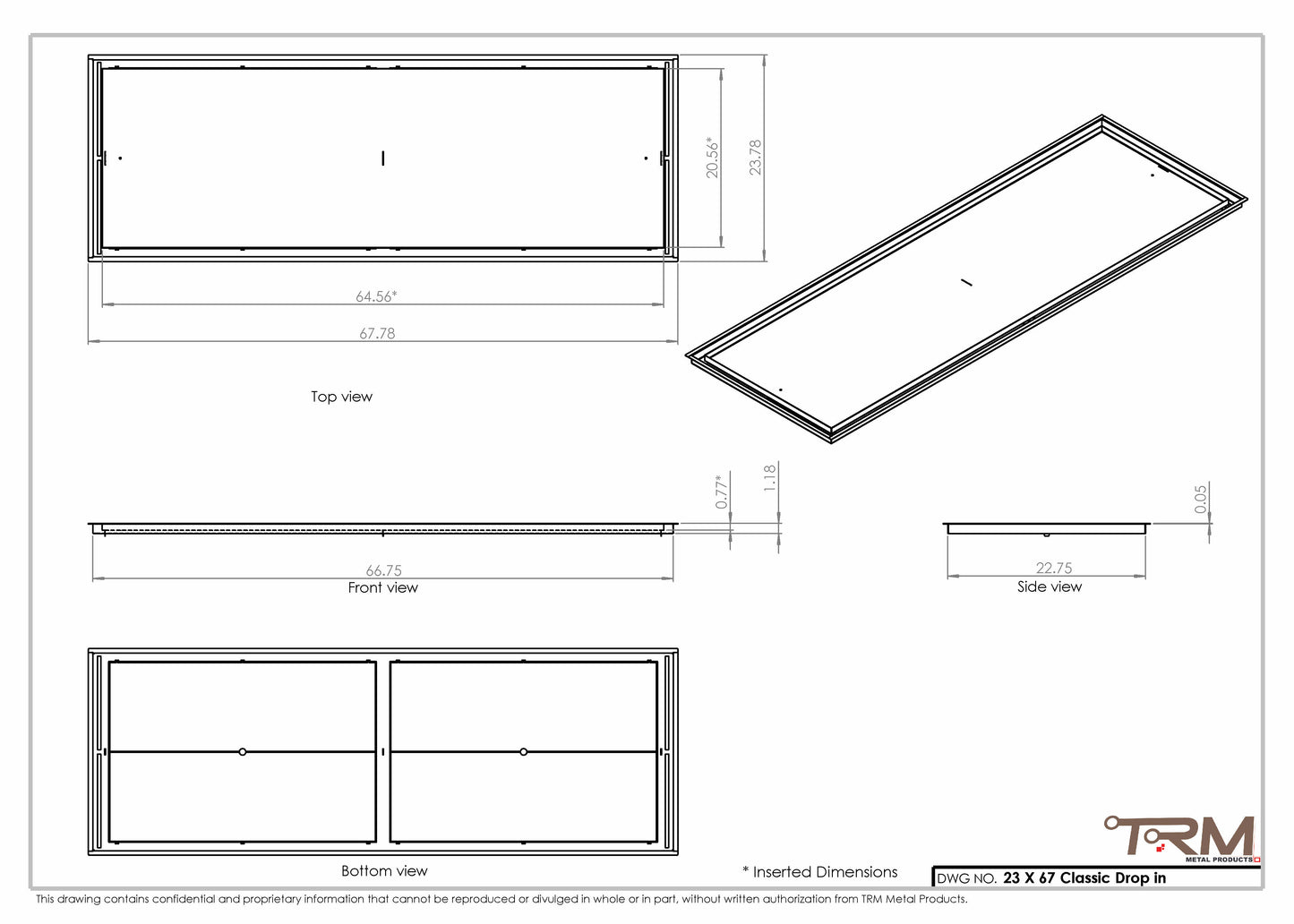 23x67 Classic Drop-in Air Vent, Flush Floor-Matching, All Metal, Floor Vent Cover
