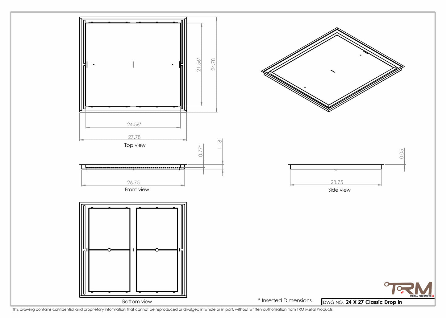 24x27 Classic Drop-in Air Vent, Flush Floor-Matching, All Metal, Floor Vent Cover