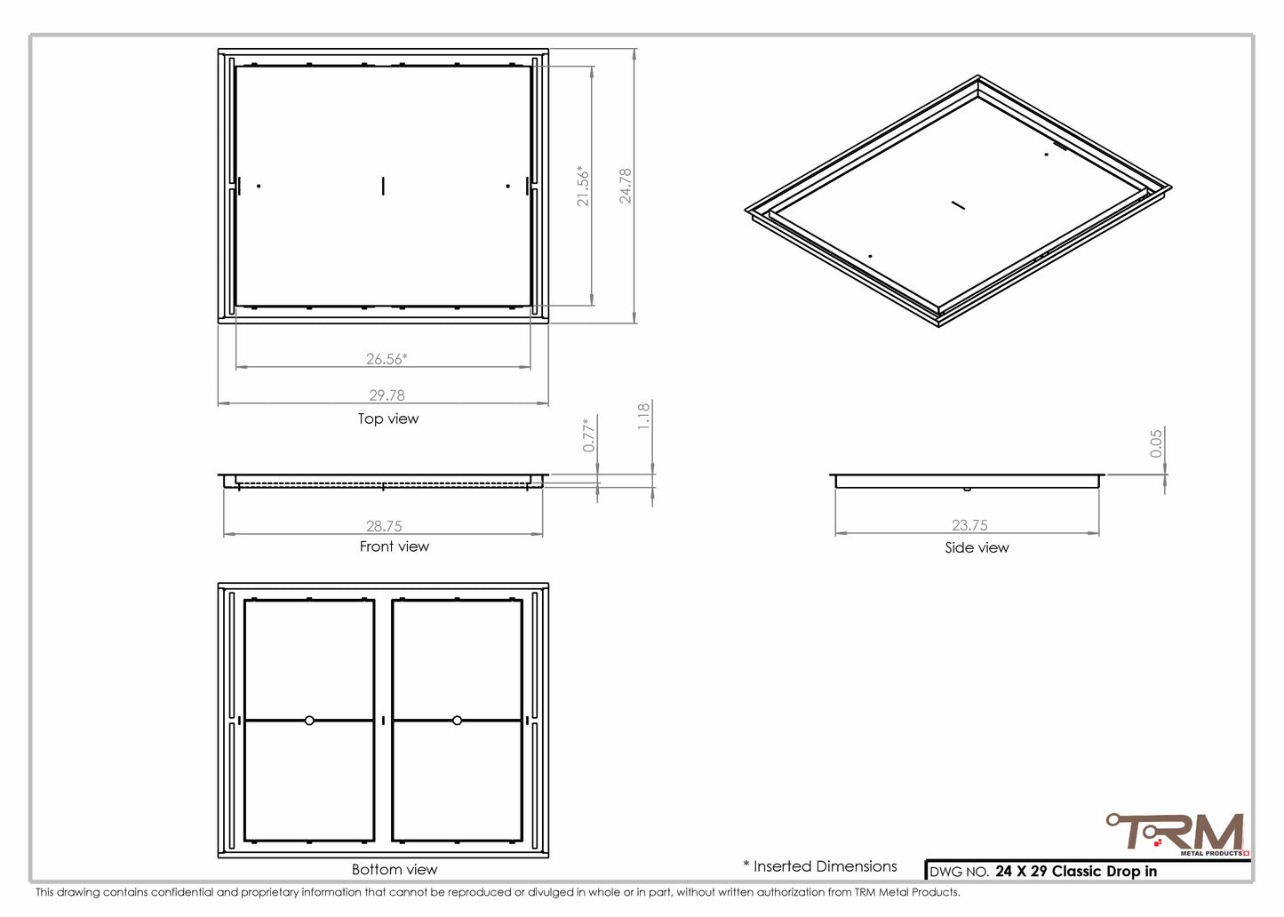 24x29 Classic Drop-in Air Vent, Flush Floor-Matching, All Metal, Floor Vent Cover