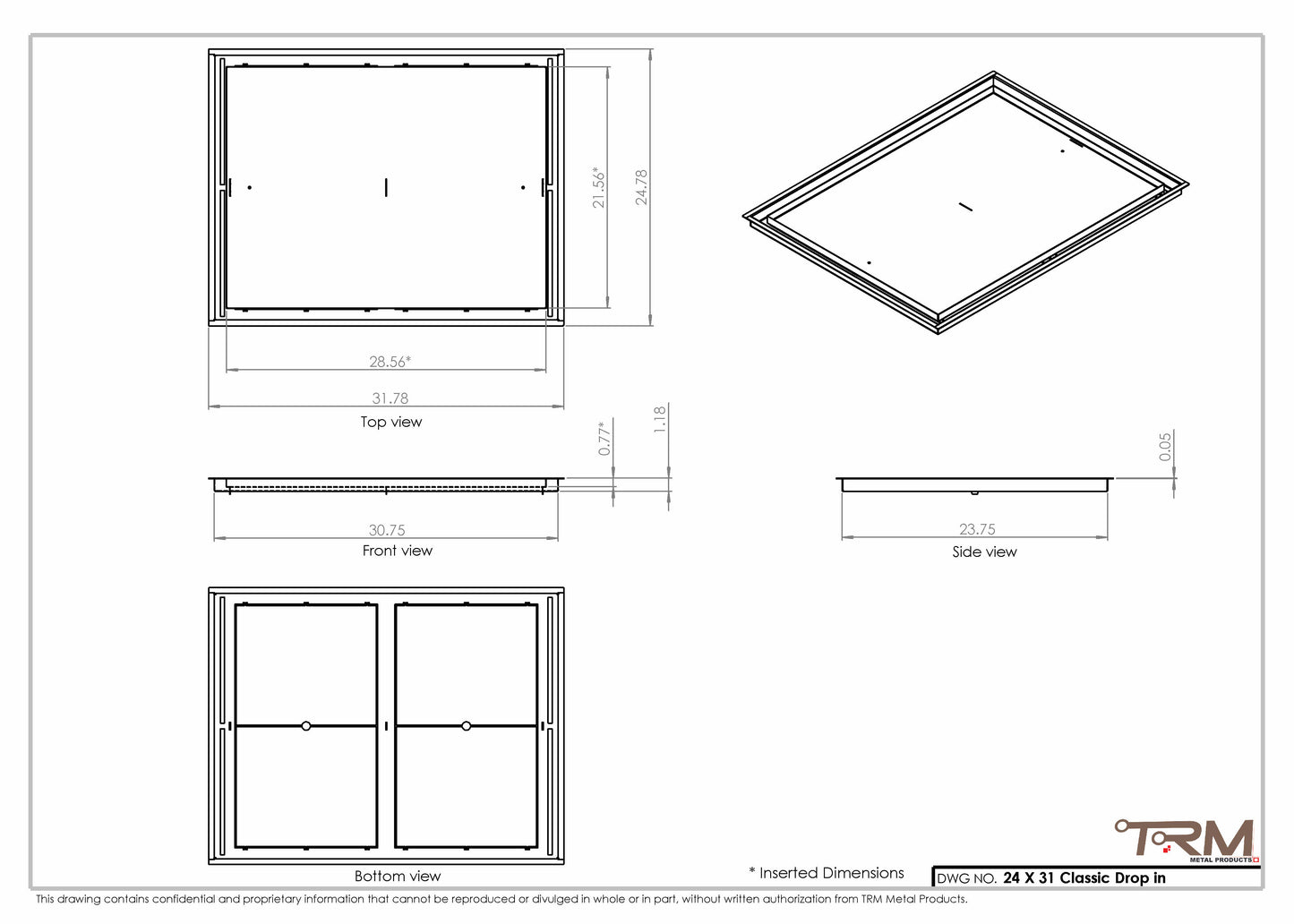 24x31 Classic Drop-in Air Vent, Flush Floor-Matching, All Metal, Floor Vent Cover