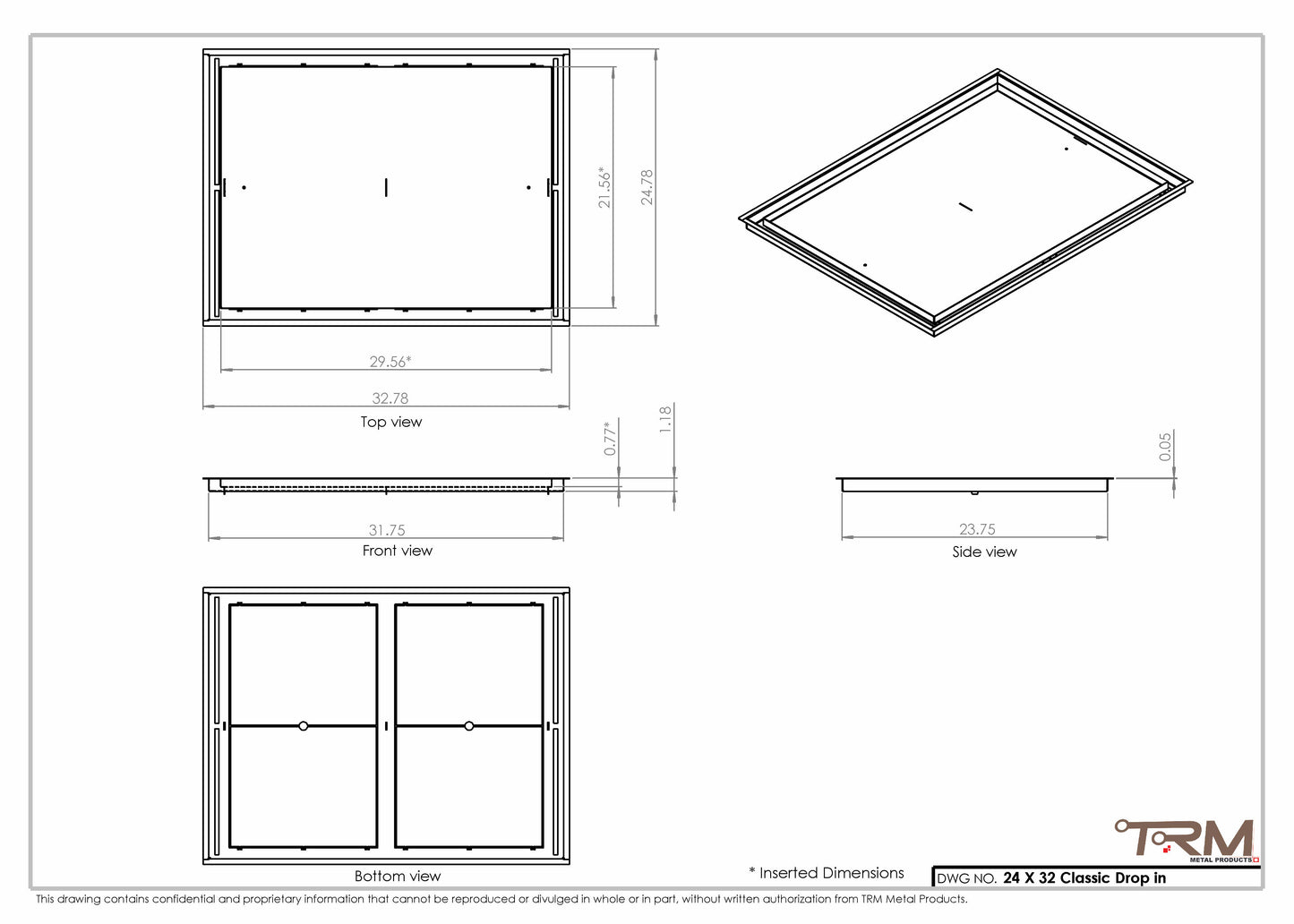 24x32 Classic Drop-in Air Vent, Flush Floor-Matching, All Metal, Floor Vent Cover