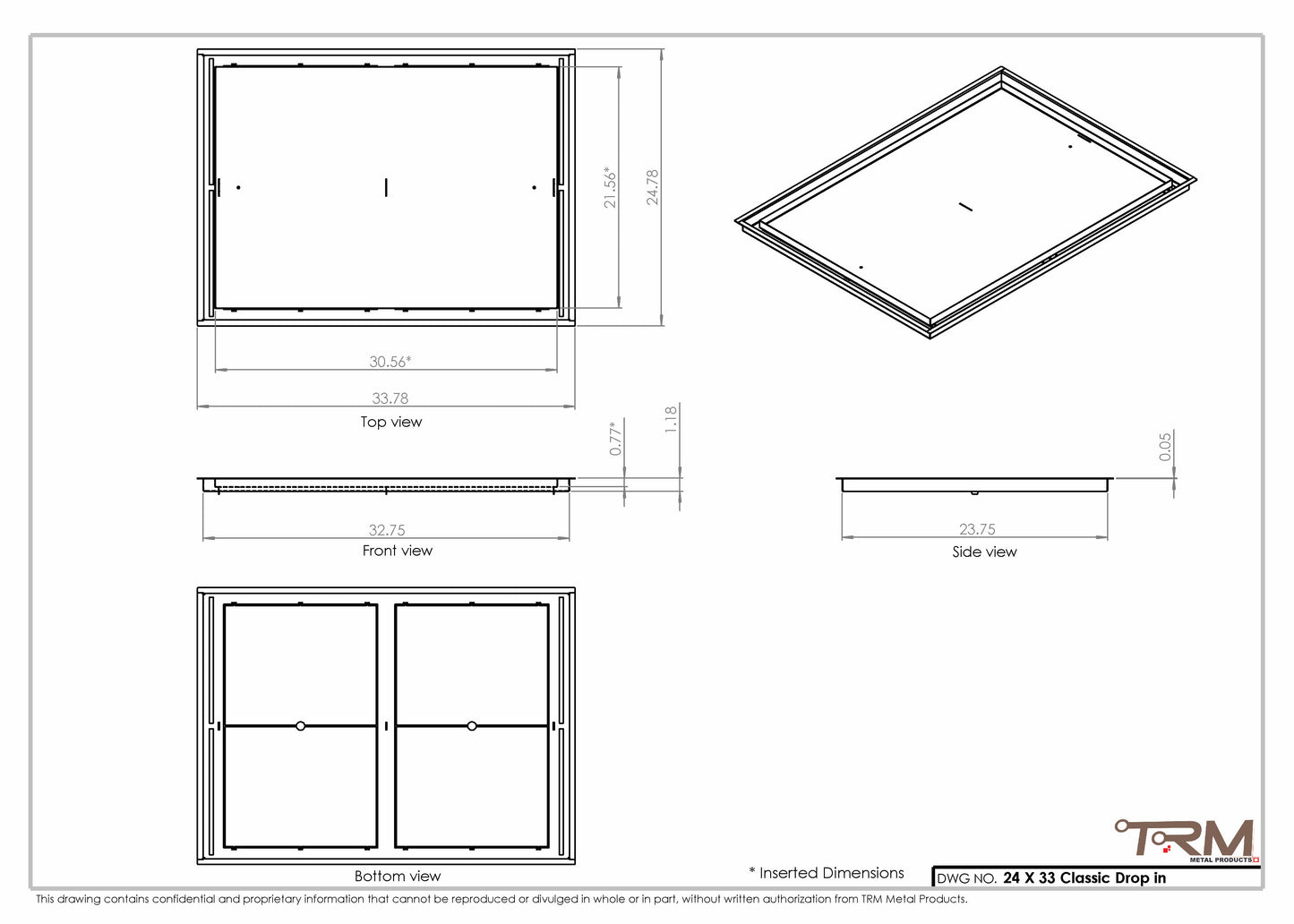 24x33 Classic Drop-in Air Vent, Flush Floor-Matching, All Metal, Floor Vent Cover