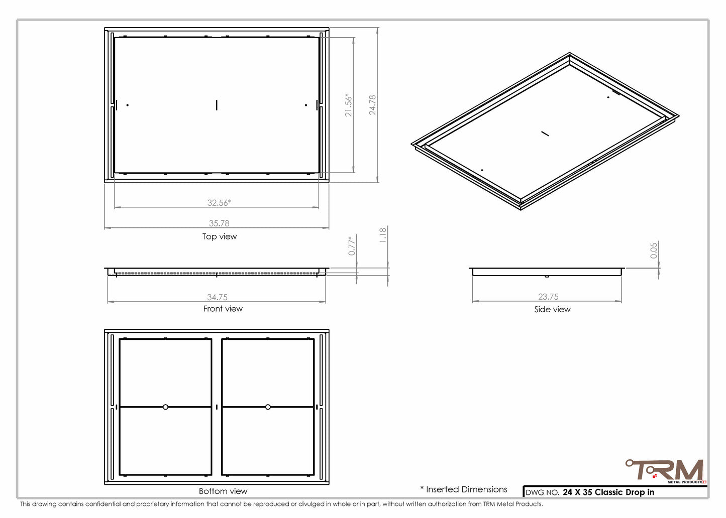 24x35 Classic Drop-in Air Vent, Flush Floor-Matching, All Metal, Floor Vent Cover
