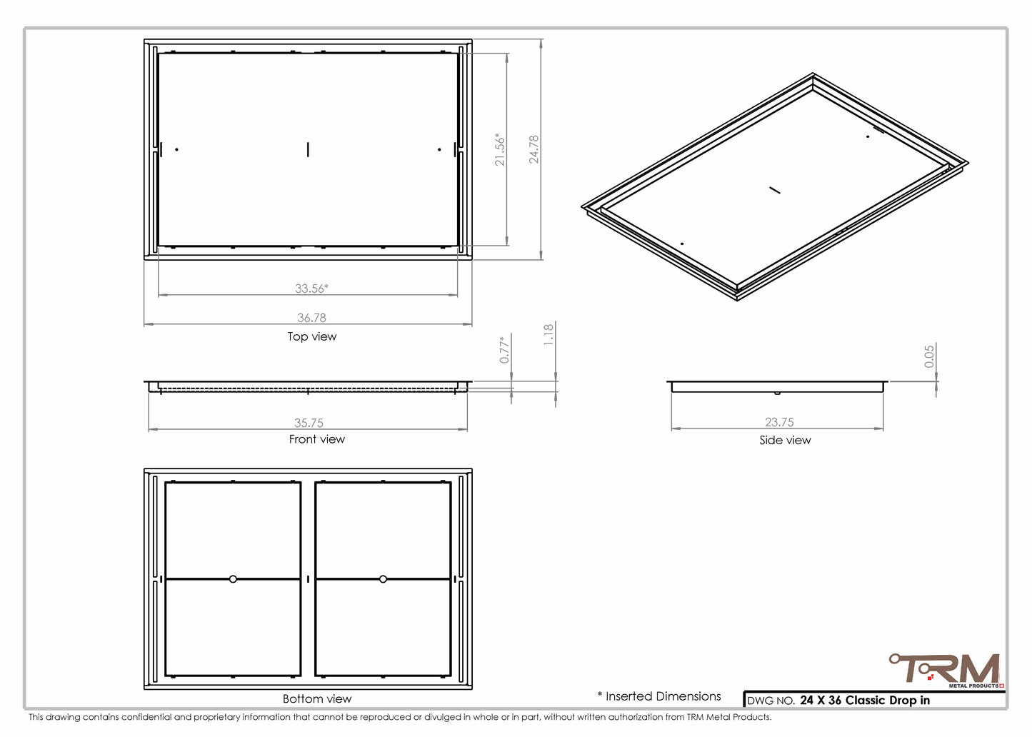24x36 Classic Drop-in Air Vent, Flush Floor-Matching, All Metal, Floor Vent Cover