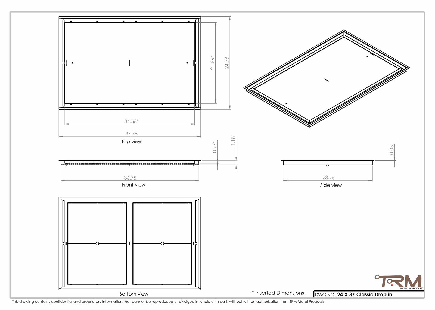 24x37 Classic Drop-in Air Vent, Flush Floor-Matching, All Metal, Floor Vent Cover