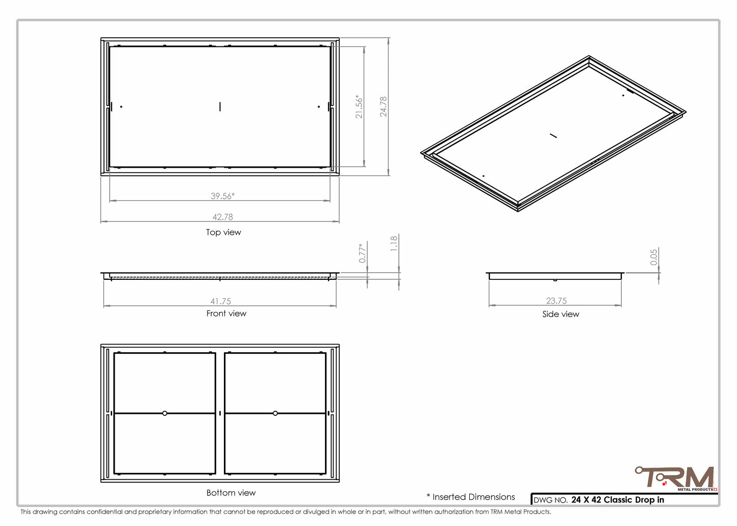 24x42 Classic Drop-in Air Vent, Flush Floor-Matching, All Metal, Floor Vent Cover