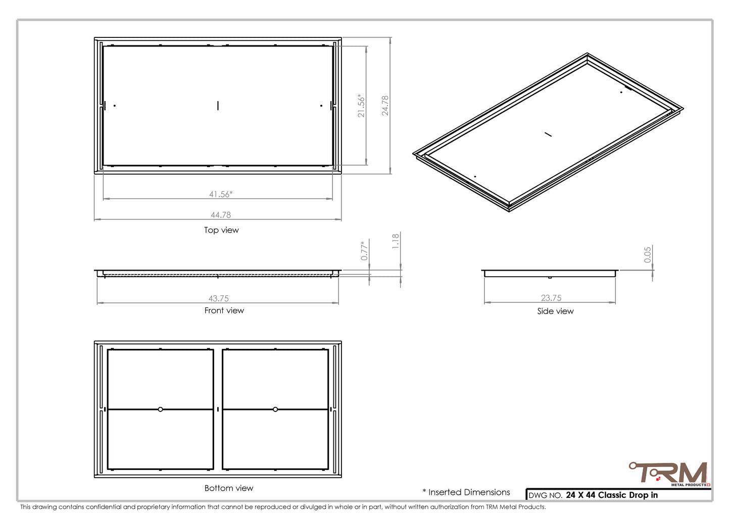 24x44 Classic Drop-in Air Vent, Flush Floor-Matching, All Metal, Floor Vent Cover