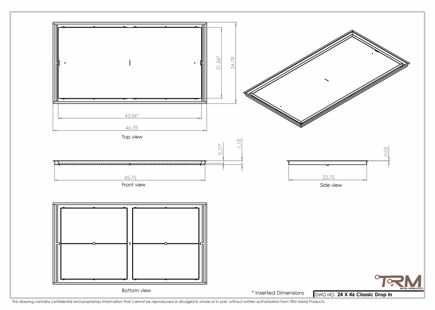 24x46 Classic Drop-in Air Vent, Flush Floor-Matching, All Metal, Floor Vent Cover