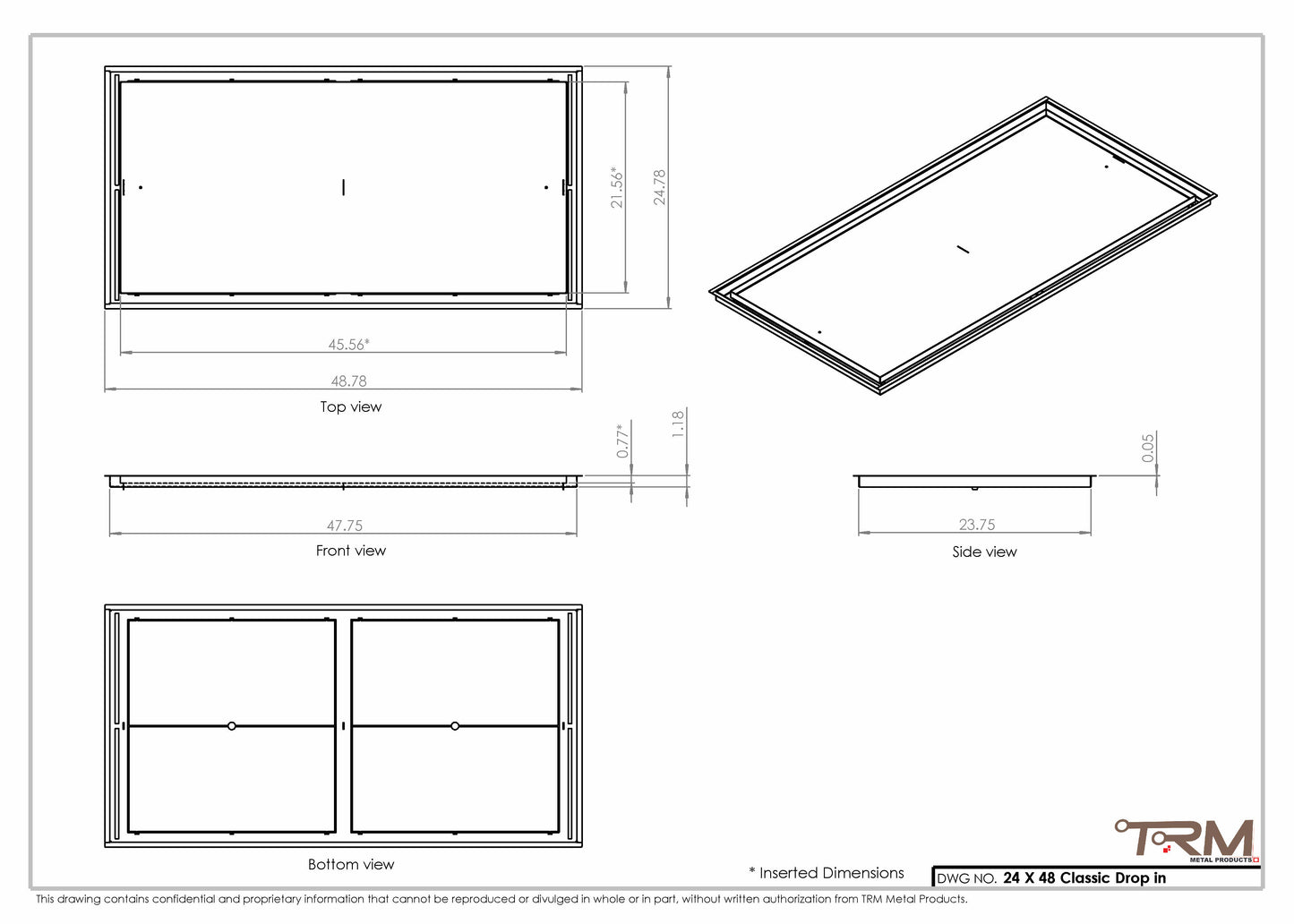 24x48 Classic Drop-in Air Vent, Flush Floor-Matching, All Metal, Floor Vent Cover