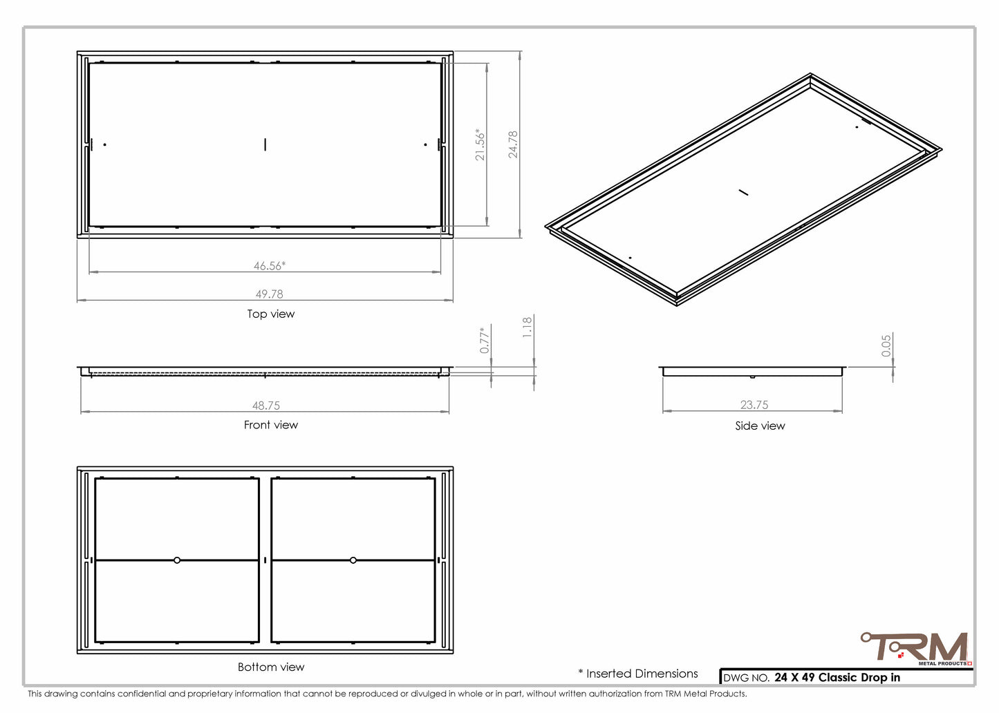 24x49 Classic Drop-in Air Vent, Flush Floor-Matching, All Metal, Floor Vent Cover