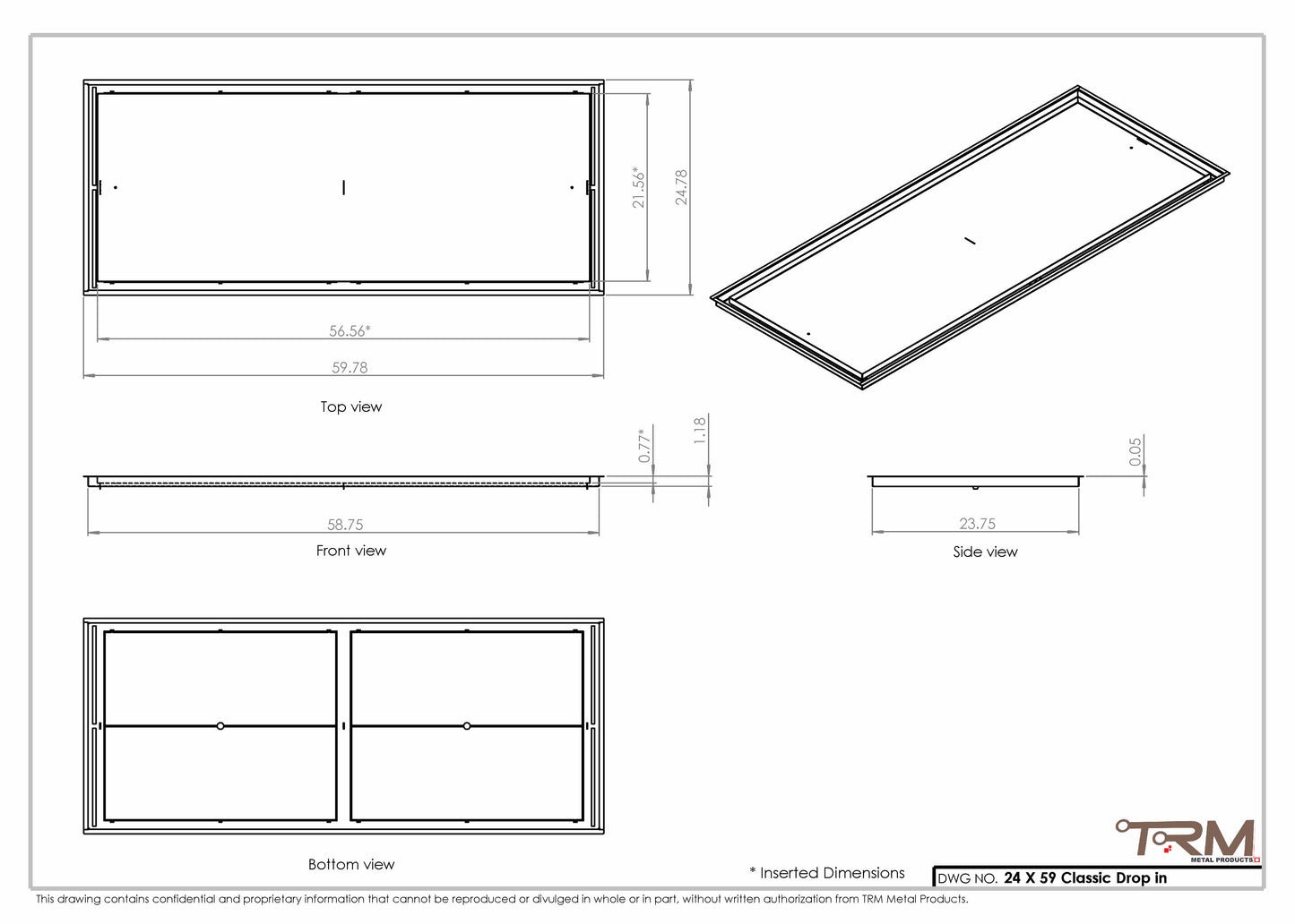 24x59 Classic Drop-in Air Vent, Flush Floor-Matching, All Metal, Floor Vent Cover