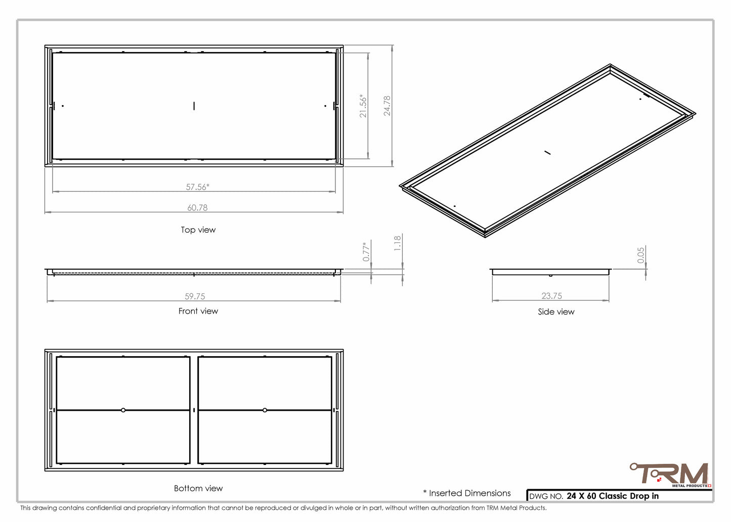 24x60 Classic Drop-in Air Vent, Flush Floor-Matching, All Metal, Floor Vent Cover