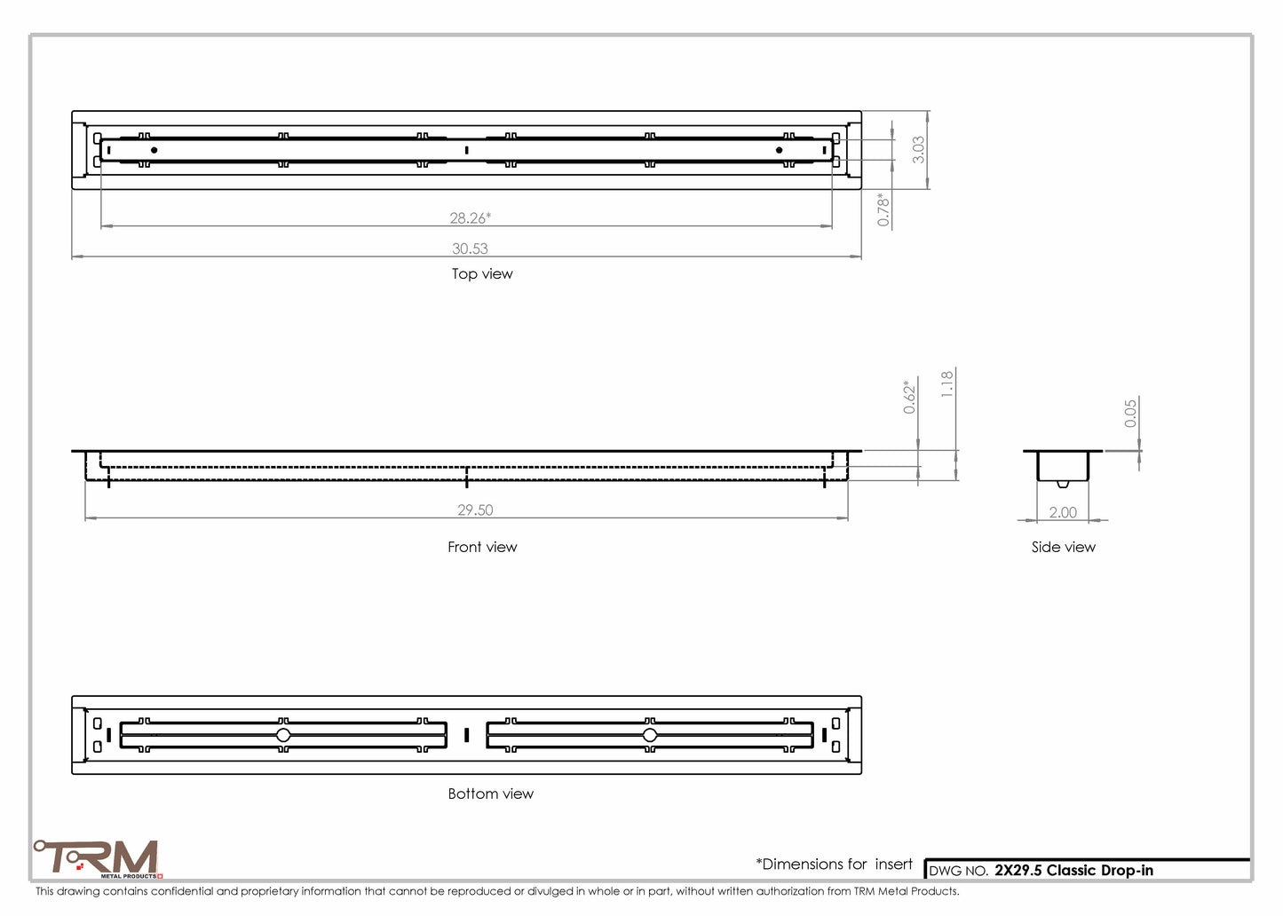 2x29.5 - Classic Drop-in Air Vent, Flush Floor-Matching, All Metal, Floor Vent Cover - TRM Metal  29.5x2