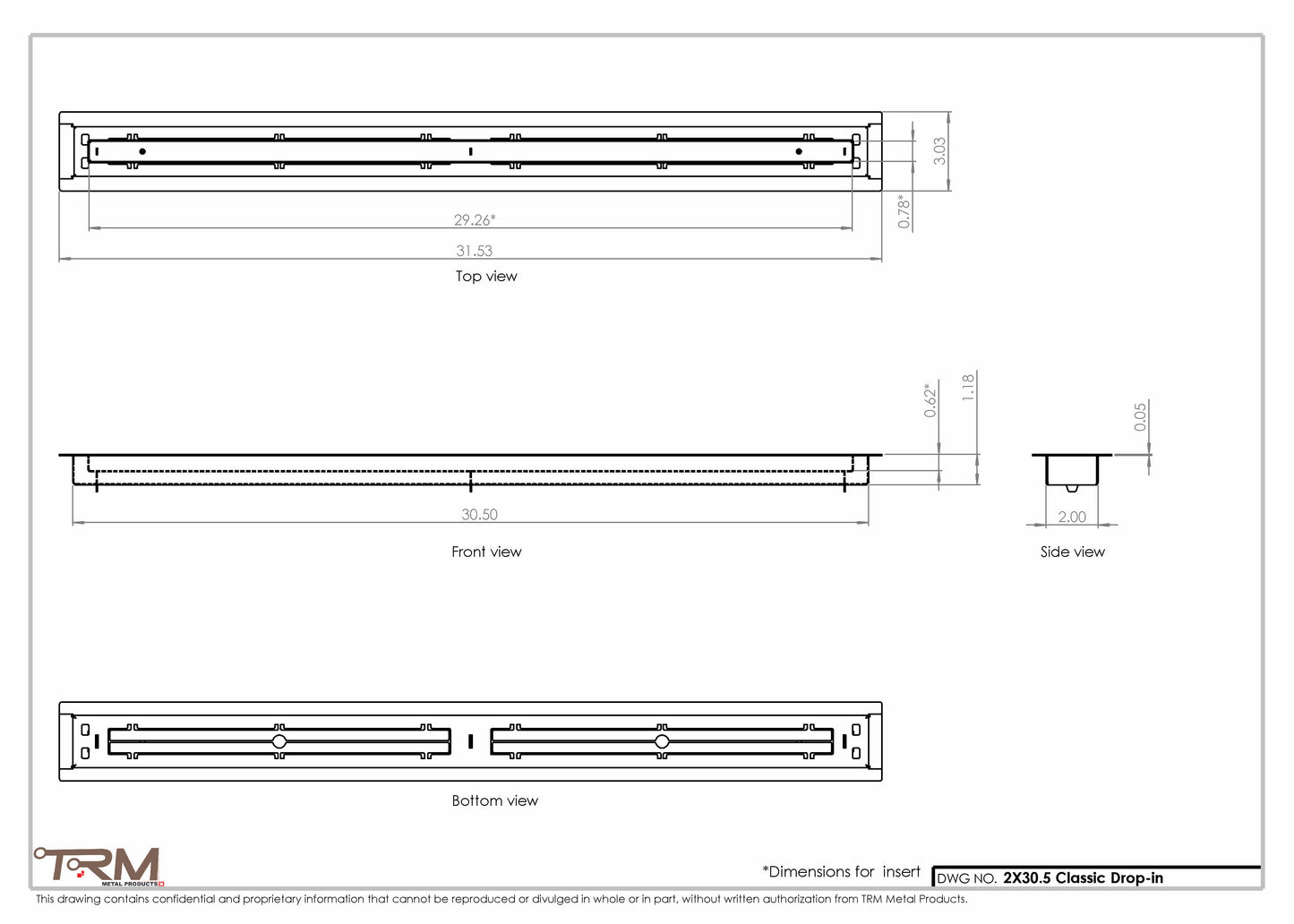 2x30.5 - Classic Drop-in Air Vent, Flush Floor-Matching, All Metal, Floor Vent Cover - TRM Metal  30.5x2