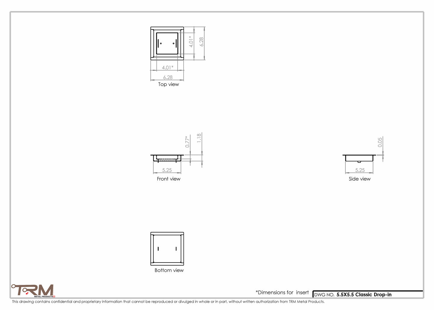 5.5x5.5 - Classic Drop-in Air Vent, Flush Floor-Matching, All Metal, Floor Vent Cover - TRM Metal  5.5x5.5