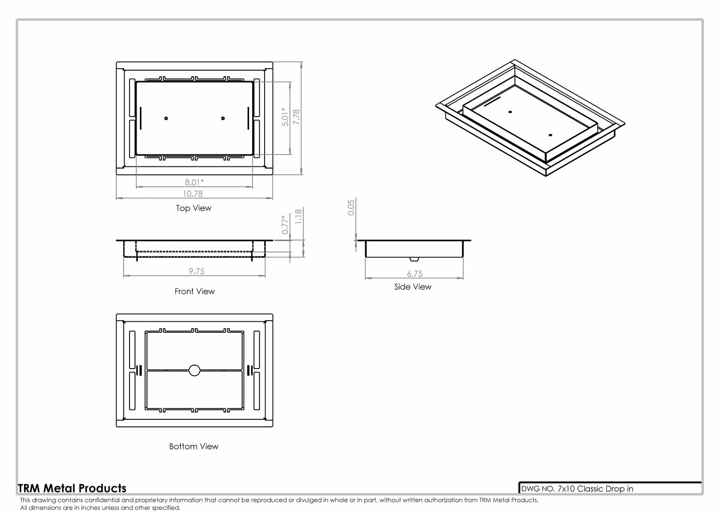 7x10 Classic Drop-in Air Vent, Flush Floor-Matching, All Metal, Floor Vent Cover for 7x10 air vent