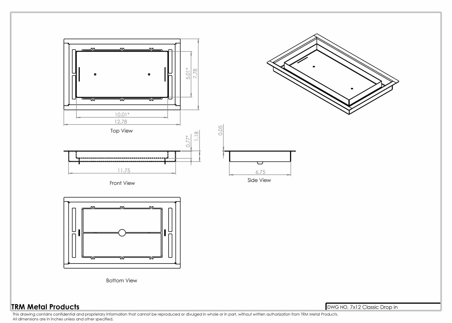 7x12 Classic Drop-in Air Vent, Flush Floor-Matching, All Metal, Floor Vent Cover for 7x12 air vent