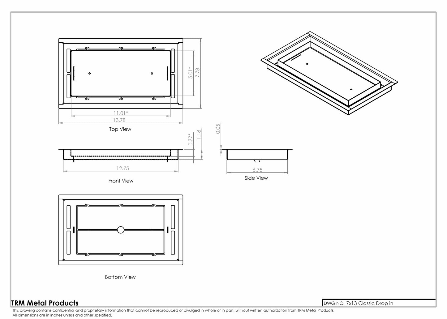 7x13 Classic Drop-in Air Vent, Flush Floor-Matching, All Metal, Floor Vent Cover for 7x13 air vent