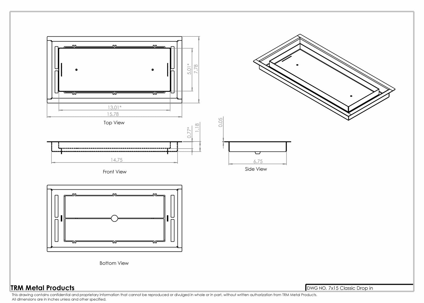 7x15 Classic Drop-in Air Vent, Flush Floor-Matching, All Metal, Floor Vent Cover for 7x15 air vent