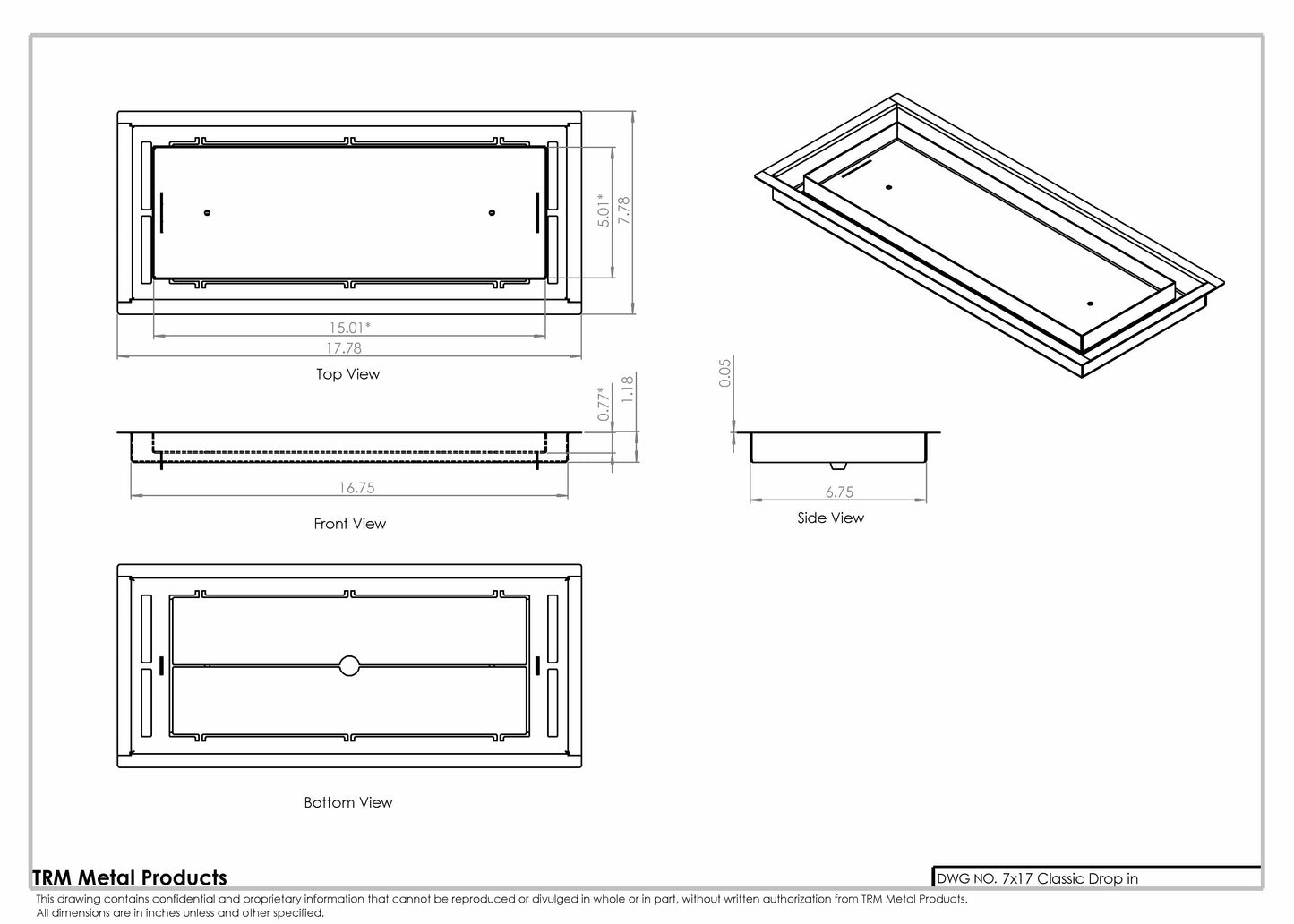 7x17 Classic Drop-in Air Vent, Flush Floor-Matching, All Metal, Floor Vent Cover for 7x17 air vent