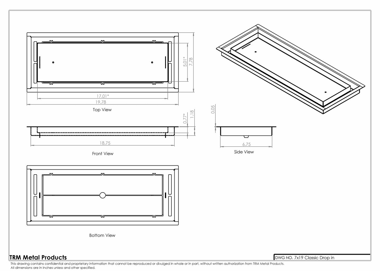 7x19 Classic Drop-in Air Vent, Flush Floor-Matching, All Metal, Floor Vent Cover for 7x19 air vent