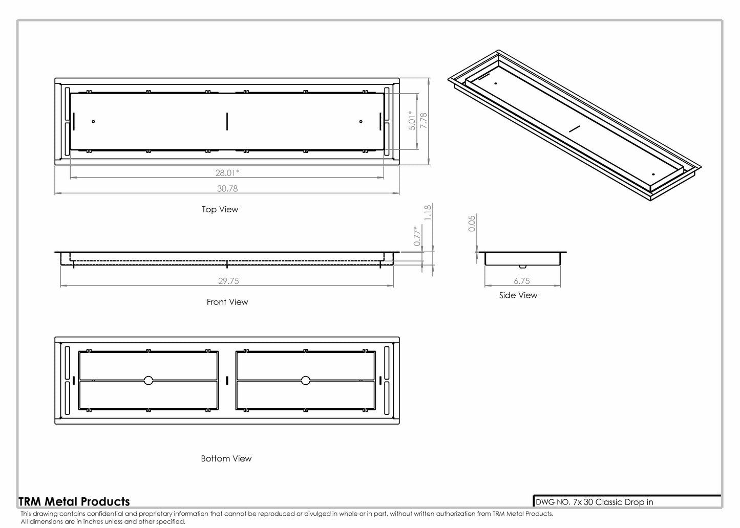7x30 Classic Drop-in Air Vent, Flush Floor-Matching, All Metal, Floor Vent Cover for 7x30 air vent