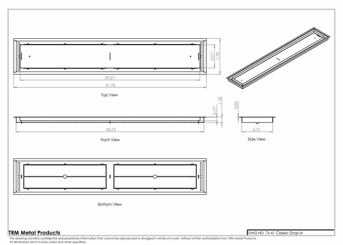7x41 Classic Drop-in Air Vent, Flush Floor-Matching, All Metal, Floor Vent Cover for 7x41 air vent