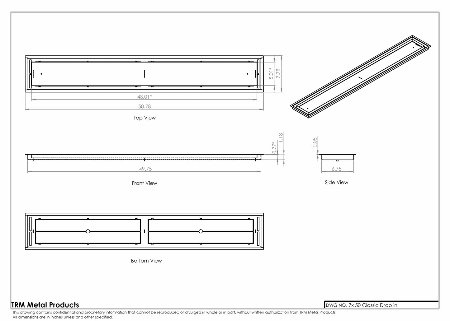 7x50 Classic Drop-in Air Vent, Flush Floor-Matching, All Metal, Floor Vent Cover for 7x50 air vent