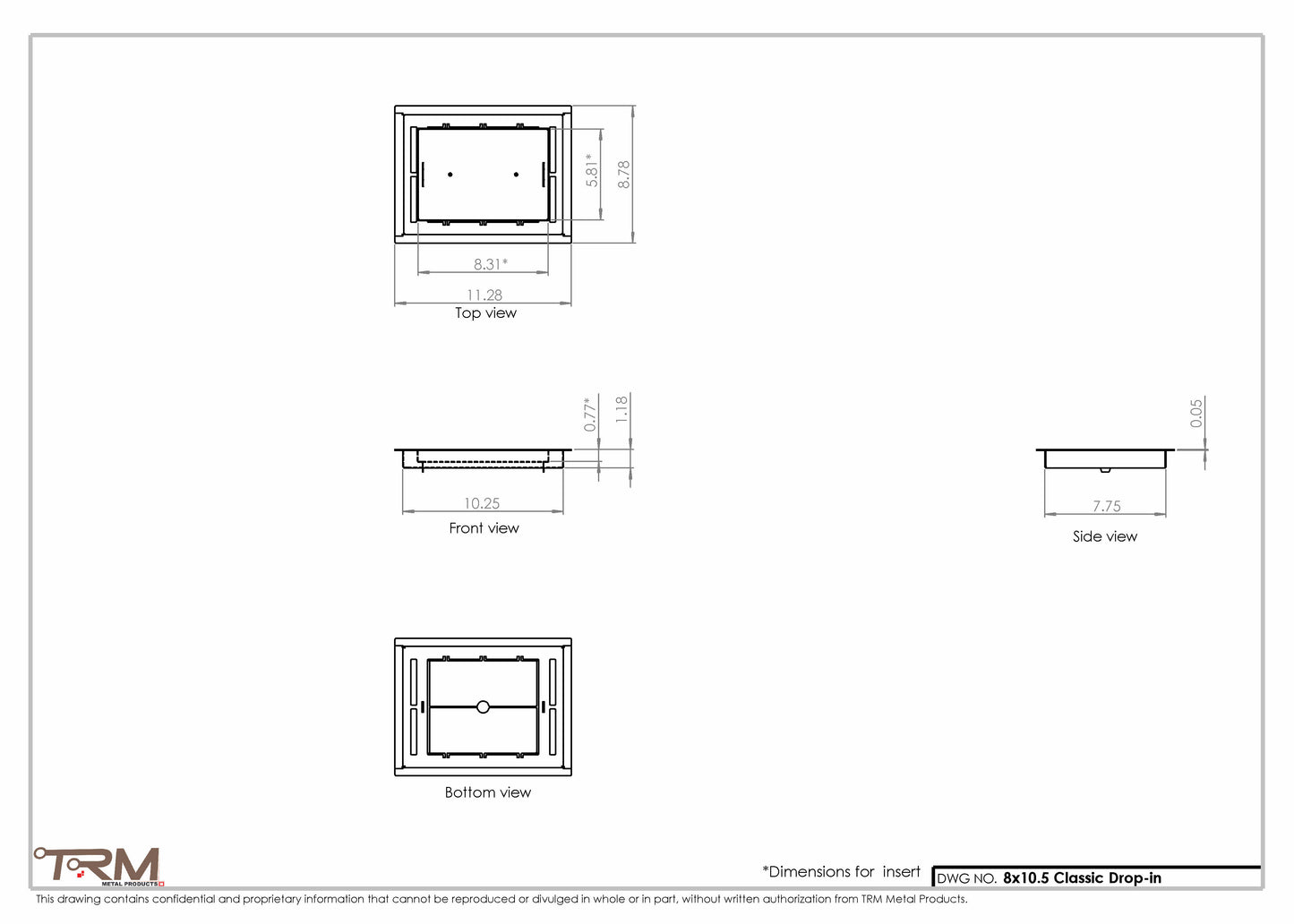 8x10.5 - Classic Drop-in Air Vent, Flush Floor-Matching, All Metal, Floor Vent Cover - TRM Metal  10.5x8