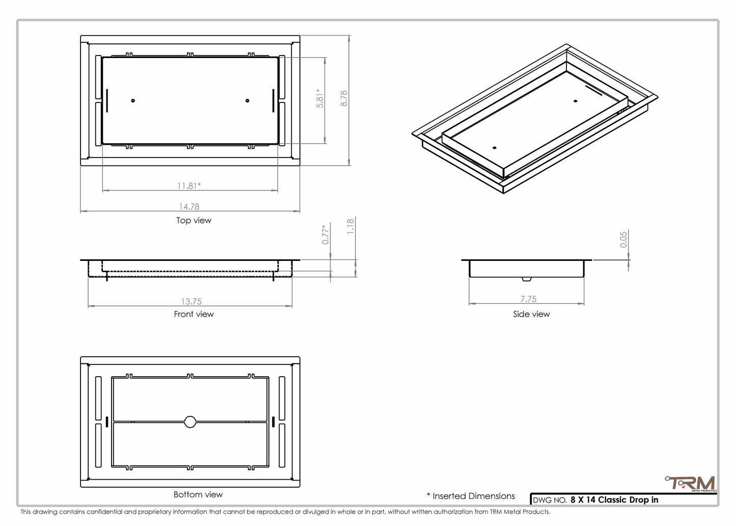 8x14 Classic Drop-in Air Vent, Flush Floor-Matching, All Metal, Floor Vent Cover (14x8)