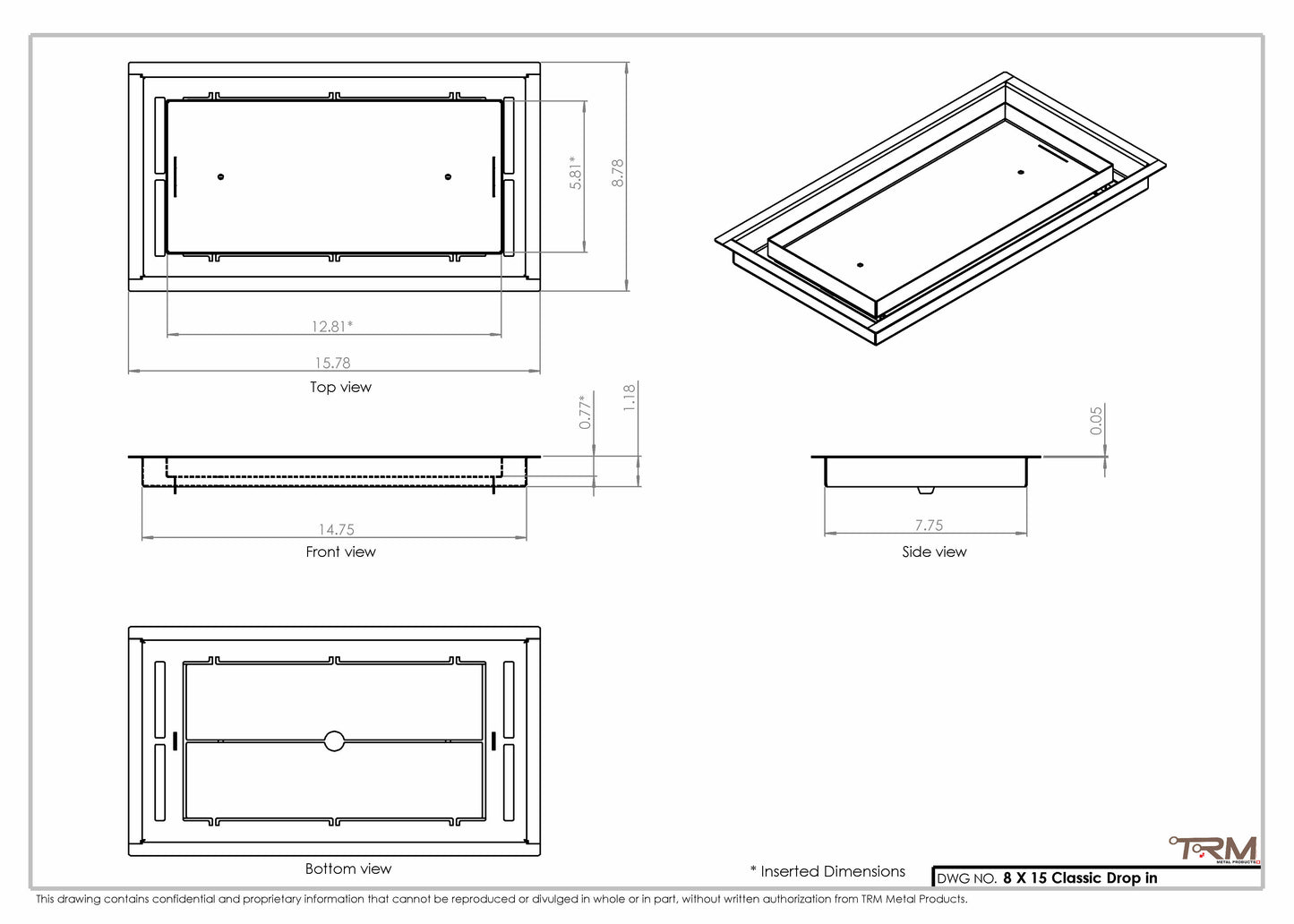 8x15 Classic Drop-in Air Vent, Flush Floor-Matching, All Metal, Floor Vent Cover for 8x15 air vent