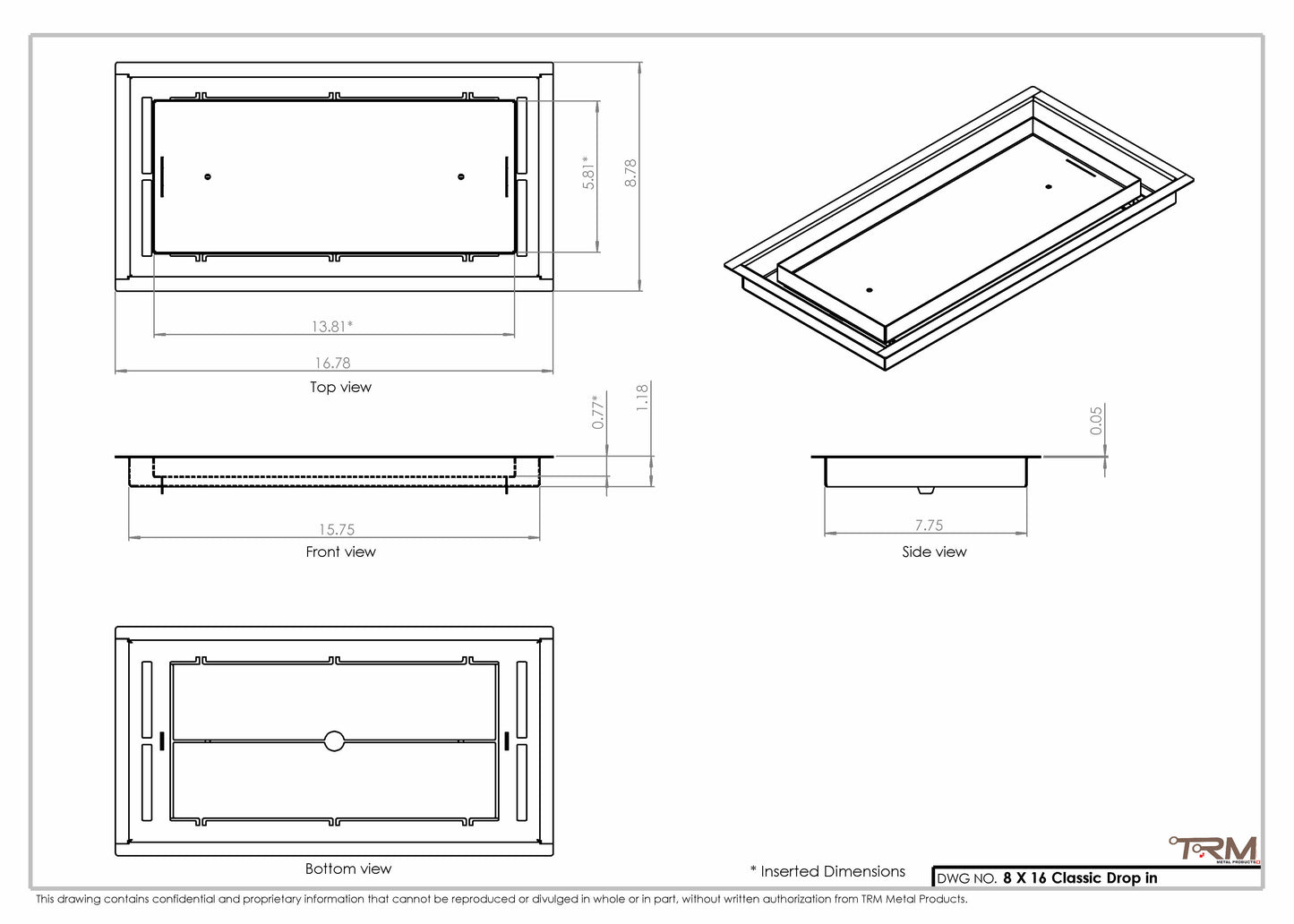 8x16 Classic Drop-in Air Vent, Flush Floor-Matching, All Metal, Floor Vent Cover for 8x16 air vent