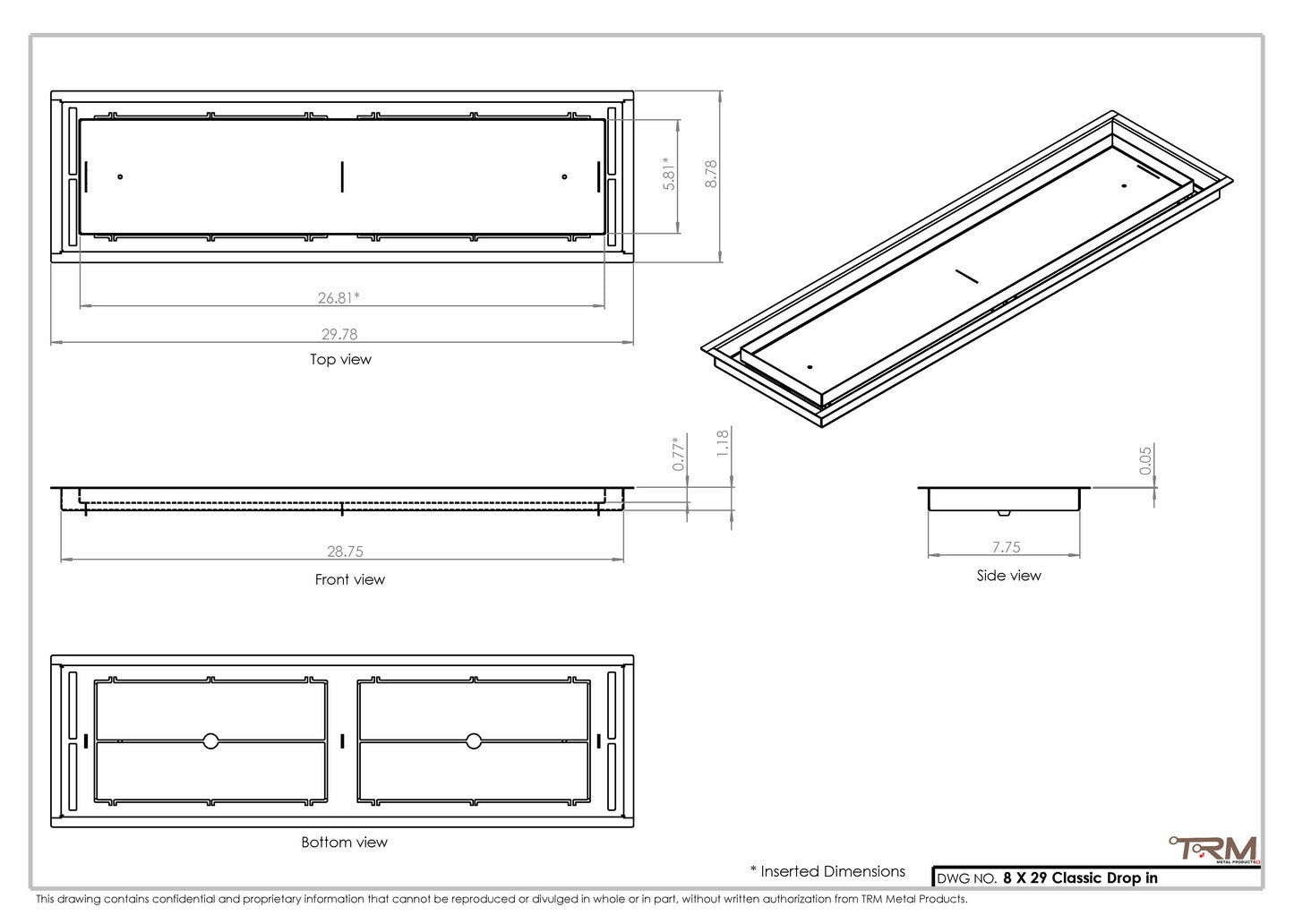 8x29 Classic Drop-in Air Vent, Flush Floor-Matching, All Metal, Floor Vent Cover for 8x29 air vent