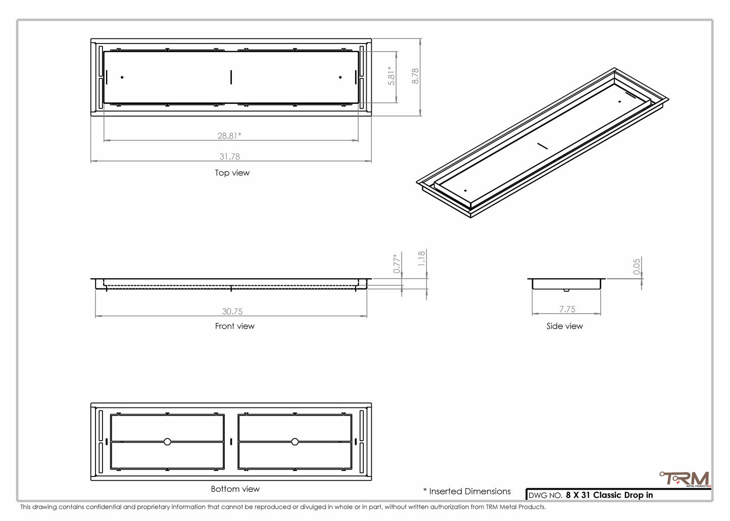 8x31 Classic Drop-in Air Vent, Flush Floor-Matching, All Metal, Floor Vent Cover for 8x31 air vent