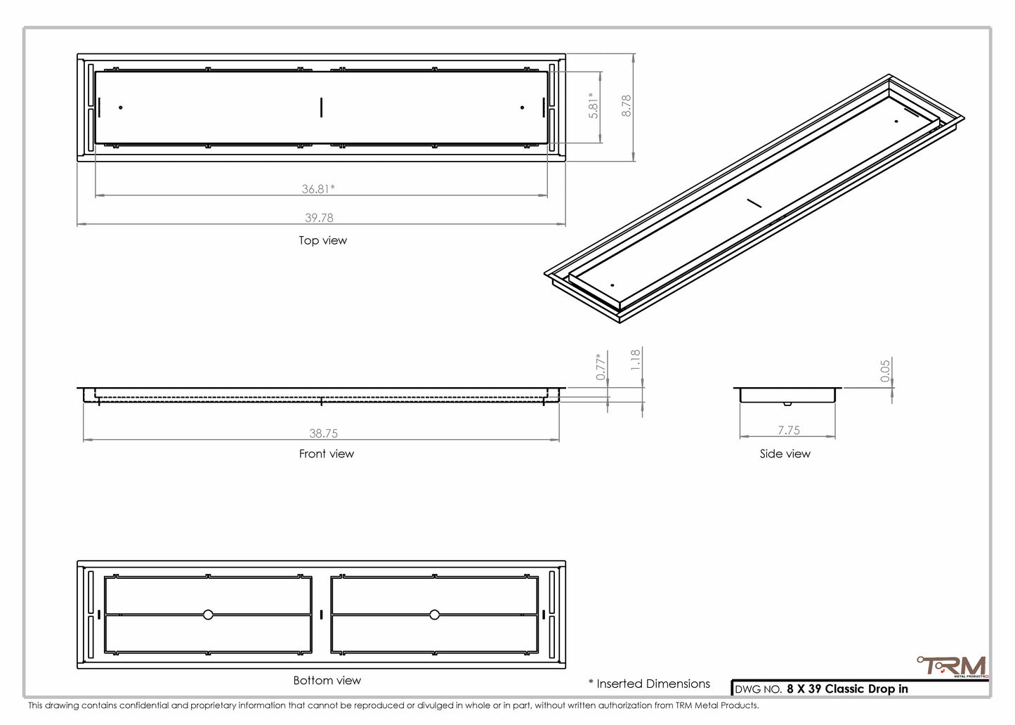 8x39 Classic Drop-in Air Vent, Flush Floor-Matching, All Metal, Floor Vent Cover for 8x39 air vent