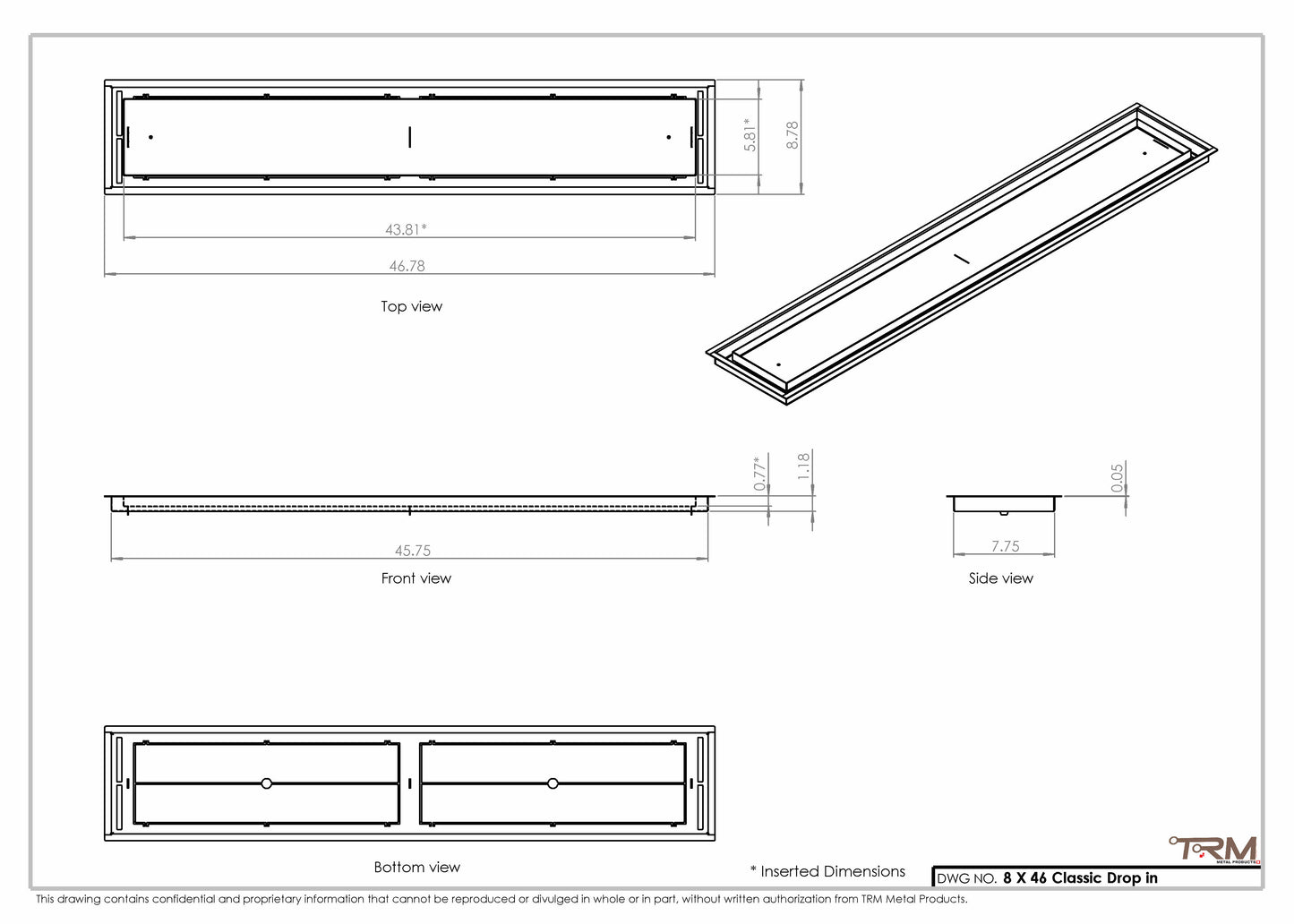 8x46 Classic Drop-in Air Vent, Flush Floor-Matching, All Metal, Floor Vent Cover for 8x46 air vent