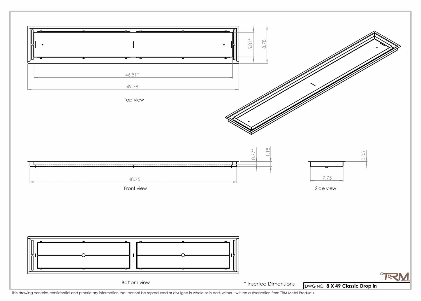 8x49 Classic Drop-in Air Vent, Flush Floor-Matching, All Metal, Floor Vent Cover for 8x49 air vent