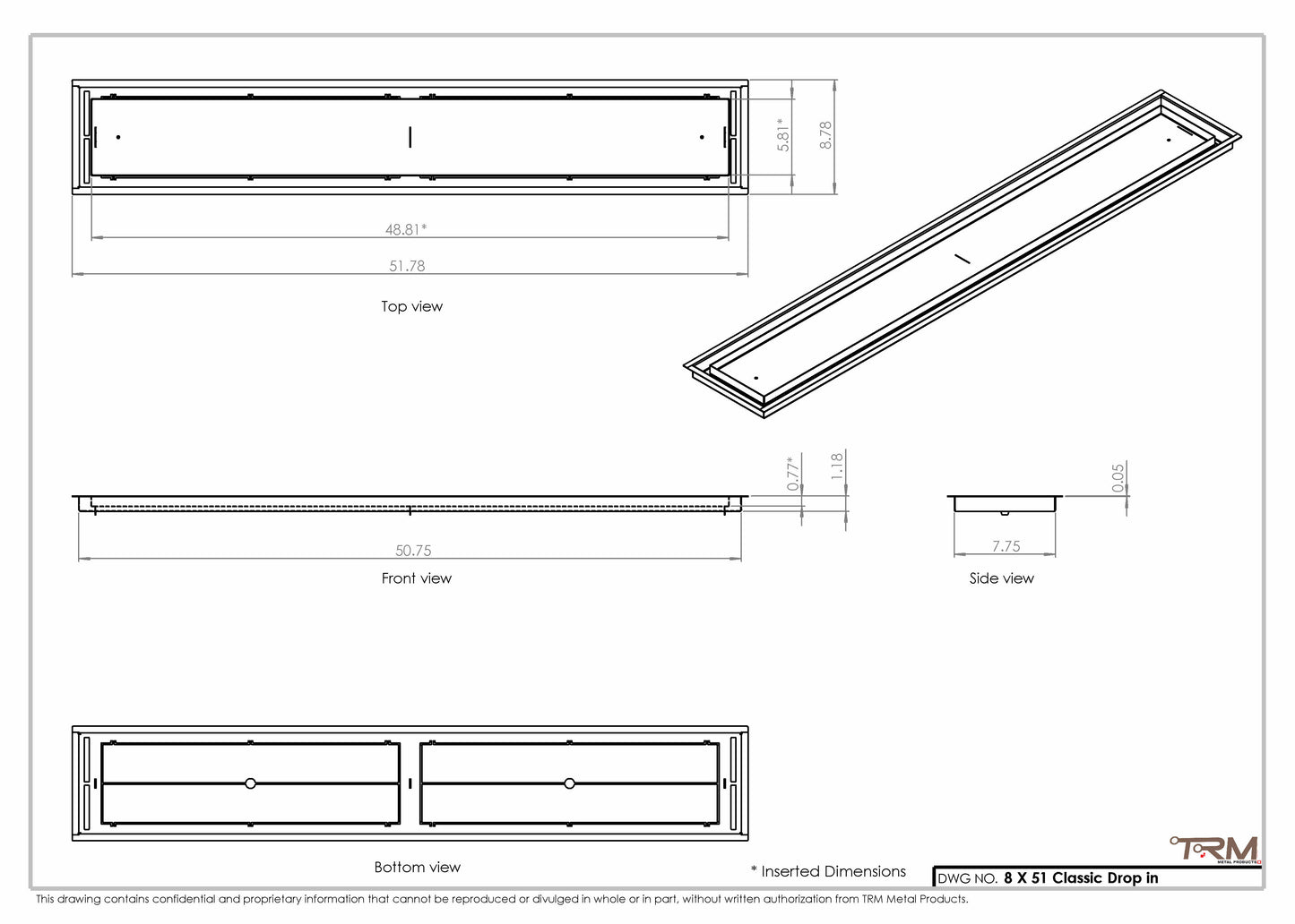 8x51 Classic Drop-in Air Vent, Flush Floor-Matching, All Metal, Floor Vent Cover for 8x51 air vent