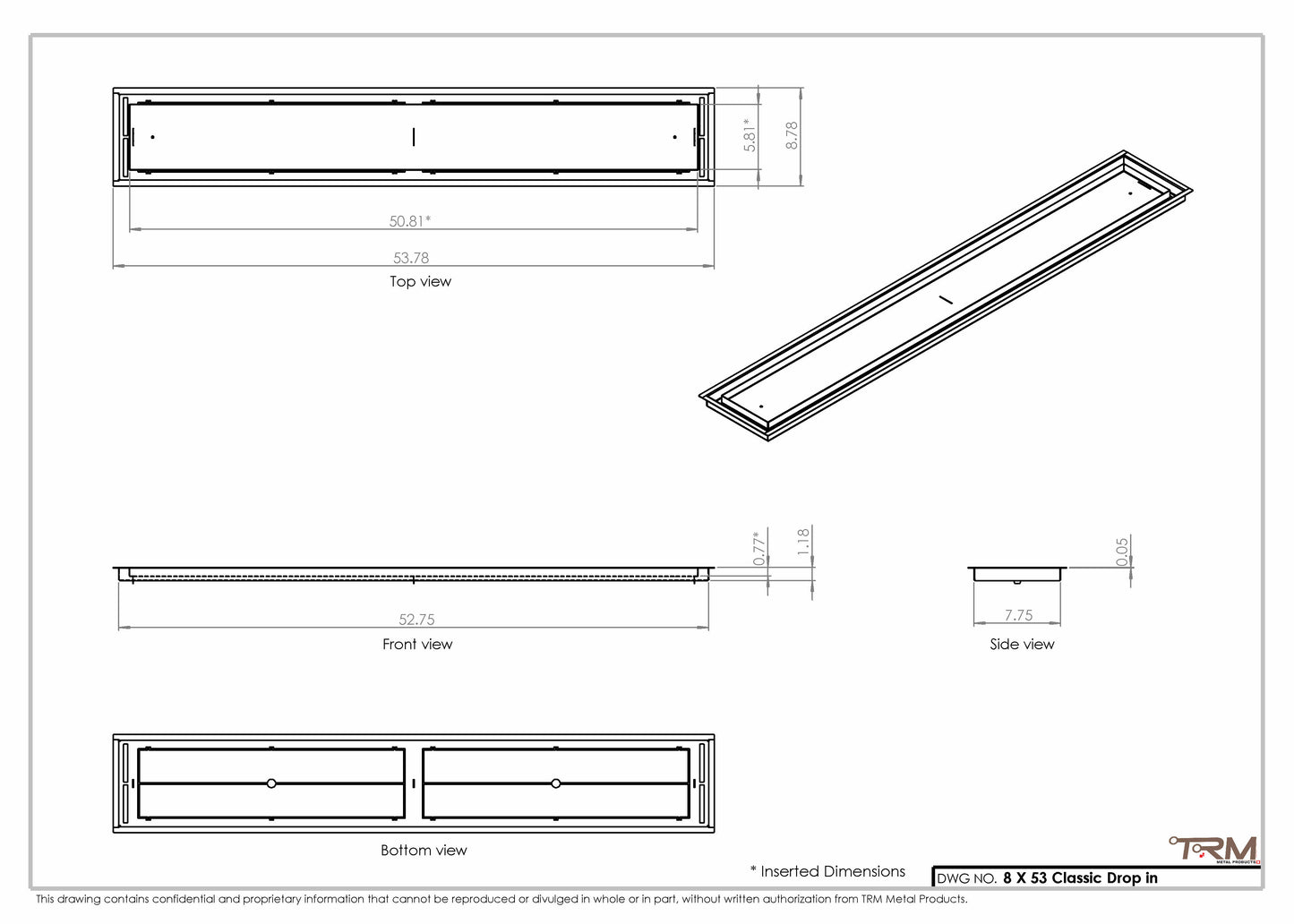 8x53 Classic Drop-in Air Vent, Flush Floor-Matching, All Metal, Floor Vent Cover for 8x53 air vent
