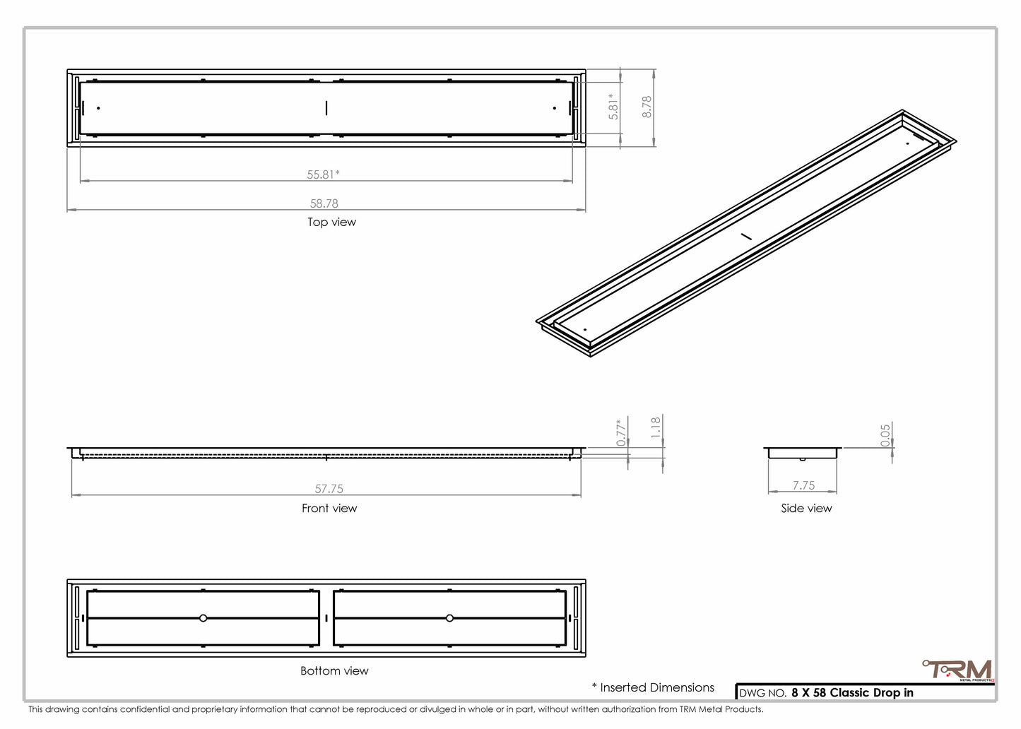 8x58 Classic Drop-in Air Vent, Flush Floor-Matching, All Metal, Floor Vent Cover for 8x58 air vent