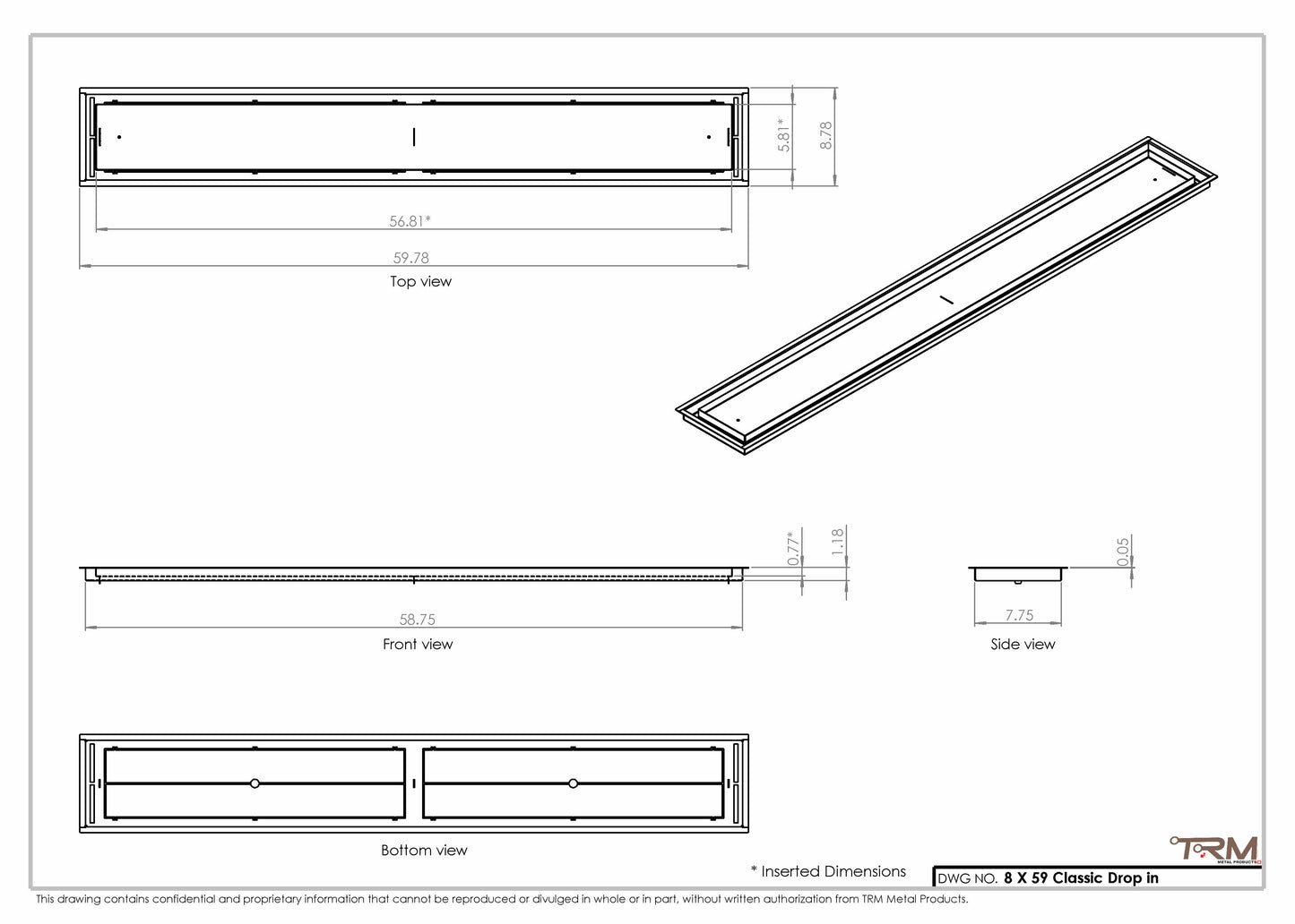 8x59 Classic Drop-in Air Vent, Flush Floor-Matching, All Metal, Floor Vent Cover for 8x59 air vent