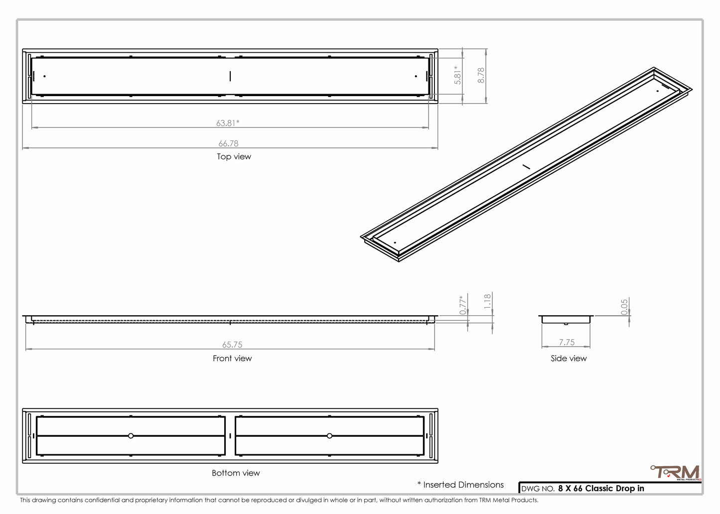 8x66 Classic Drop-in Air Vent, Flush Floor-Matching, All Metal, Floor Vent Cover for 8x66 air vent