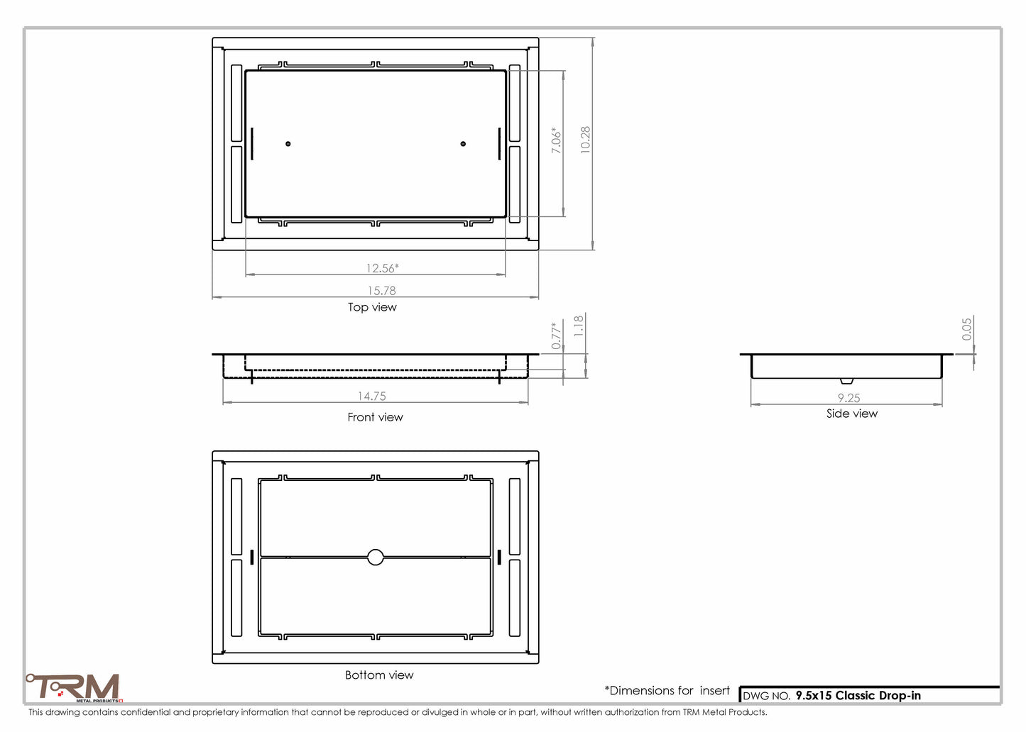 9.5x15 - Classic Drop-in Air Vent, Flush Floor-Matching, All Metal, Floor Vent Cover - TRM Metal  15x9.5