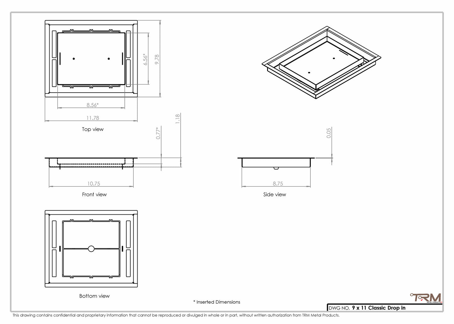 9x11 Classic Drop-in Air Vent, Flush Floor-Matching, All Metal, Floor Vent Cover (11x9)